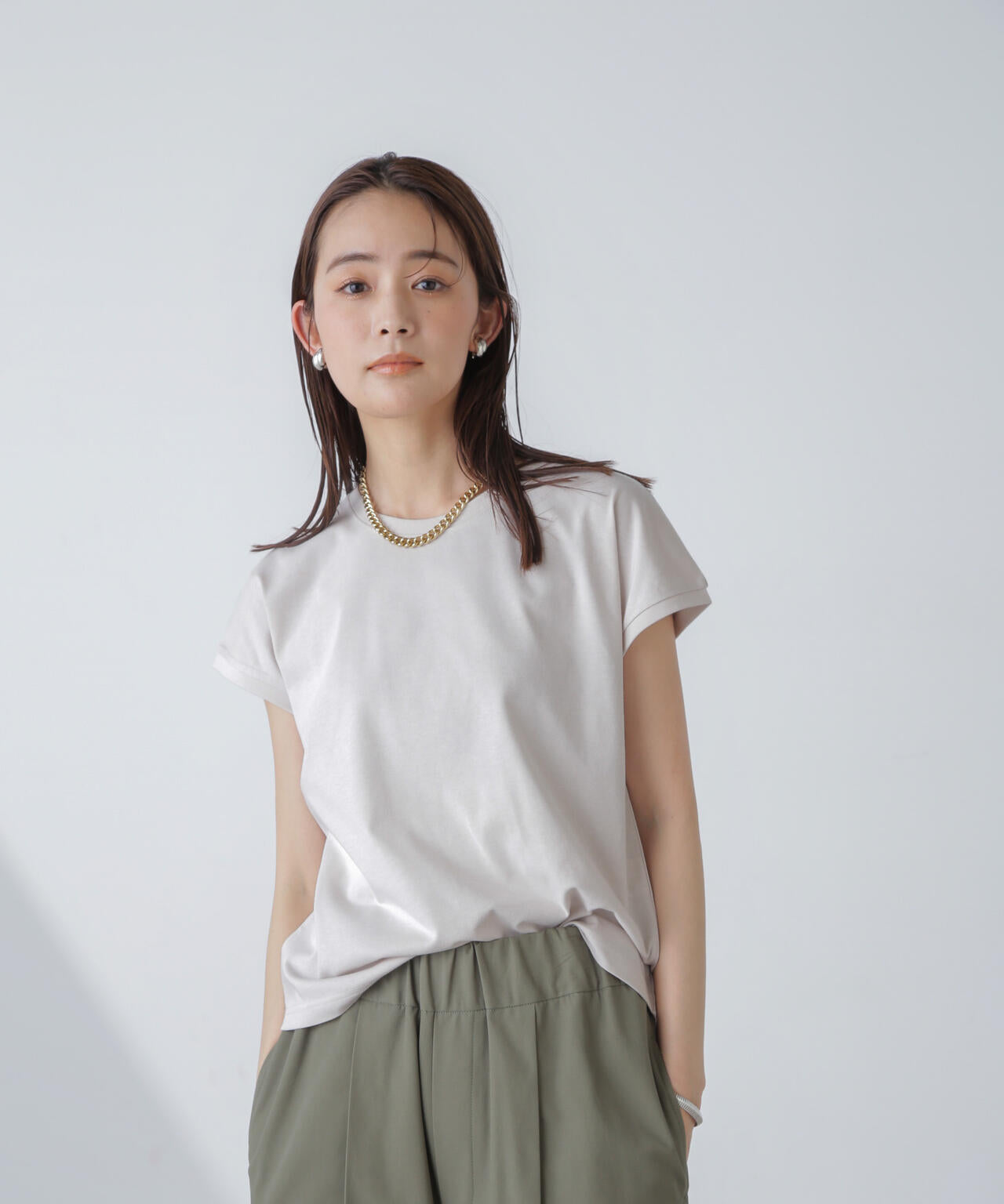 汗染み防止加工接触冷感フレンチスリーブTシャツ