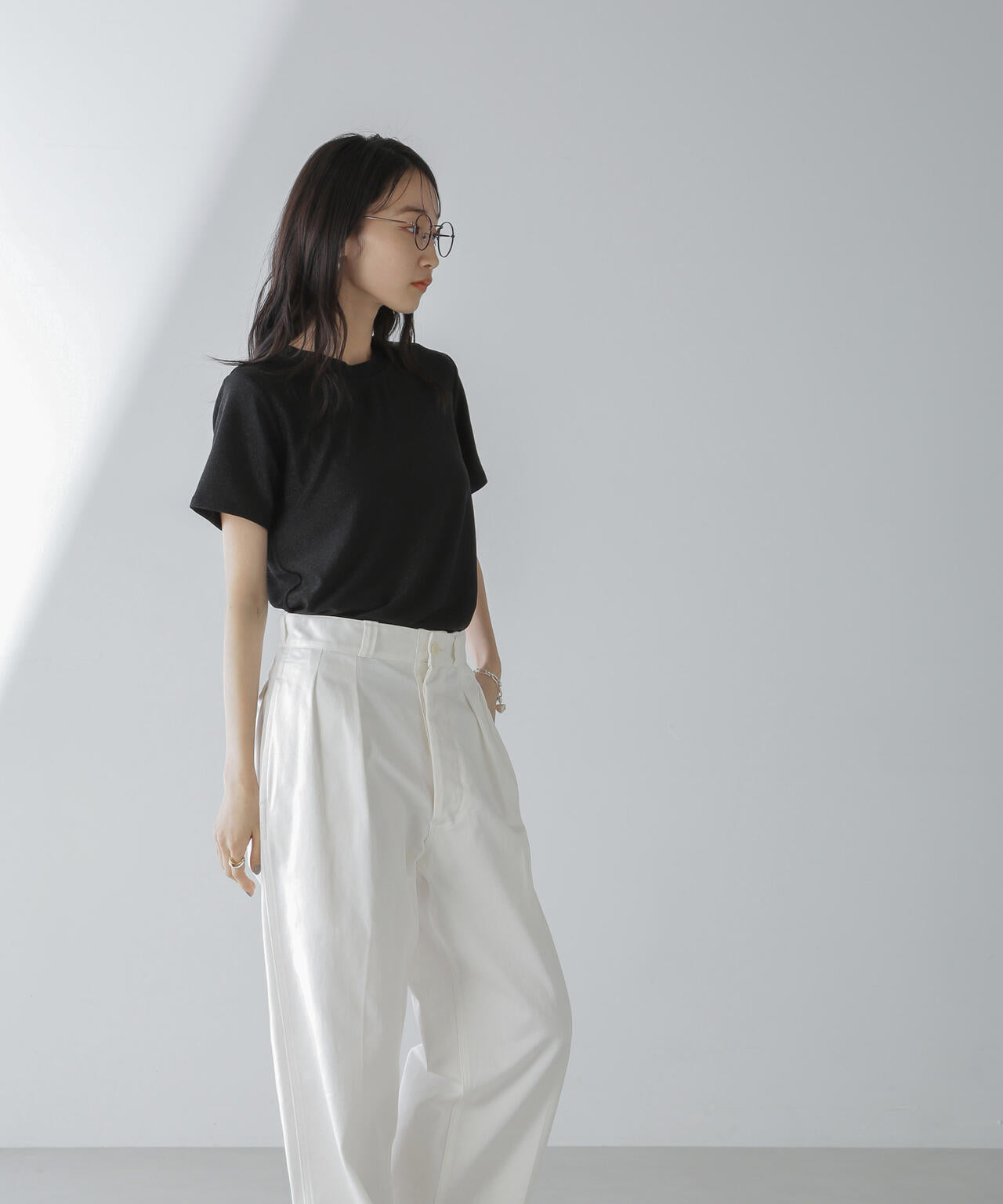 ラメカットクルーネックTシャツ