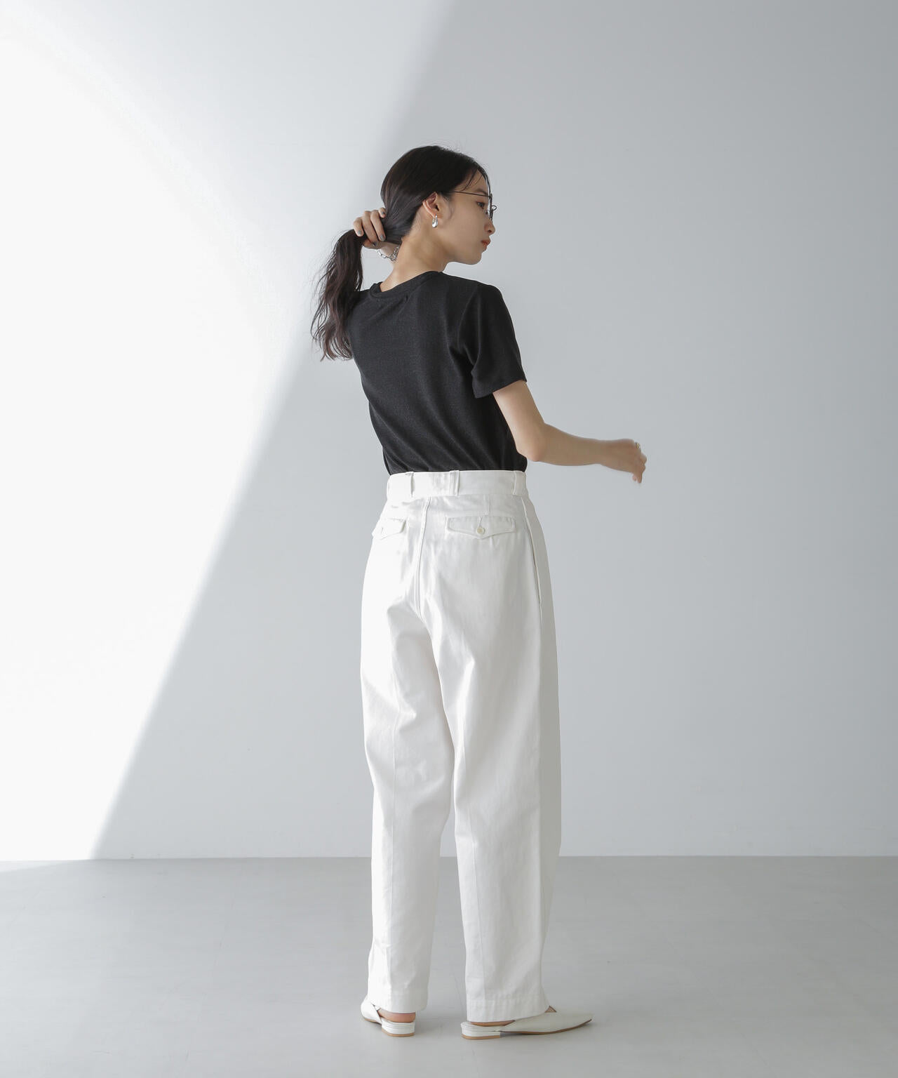 ラメカットクルーネックTシャツ