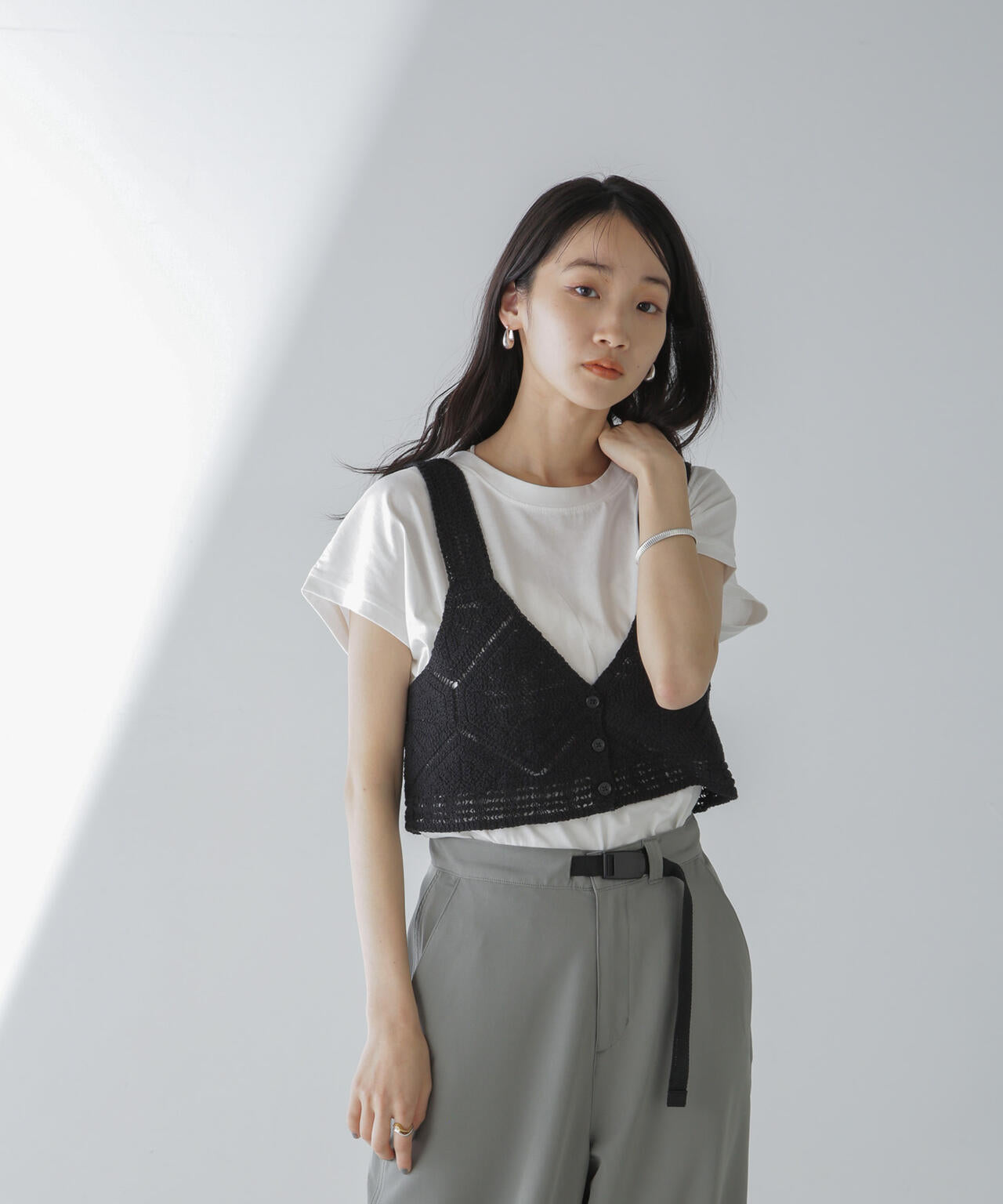 レース編ビスチェセットTシャツ