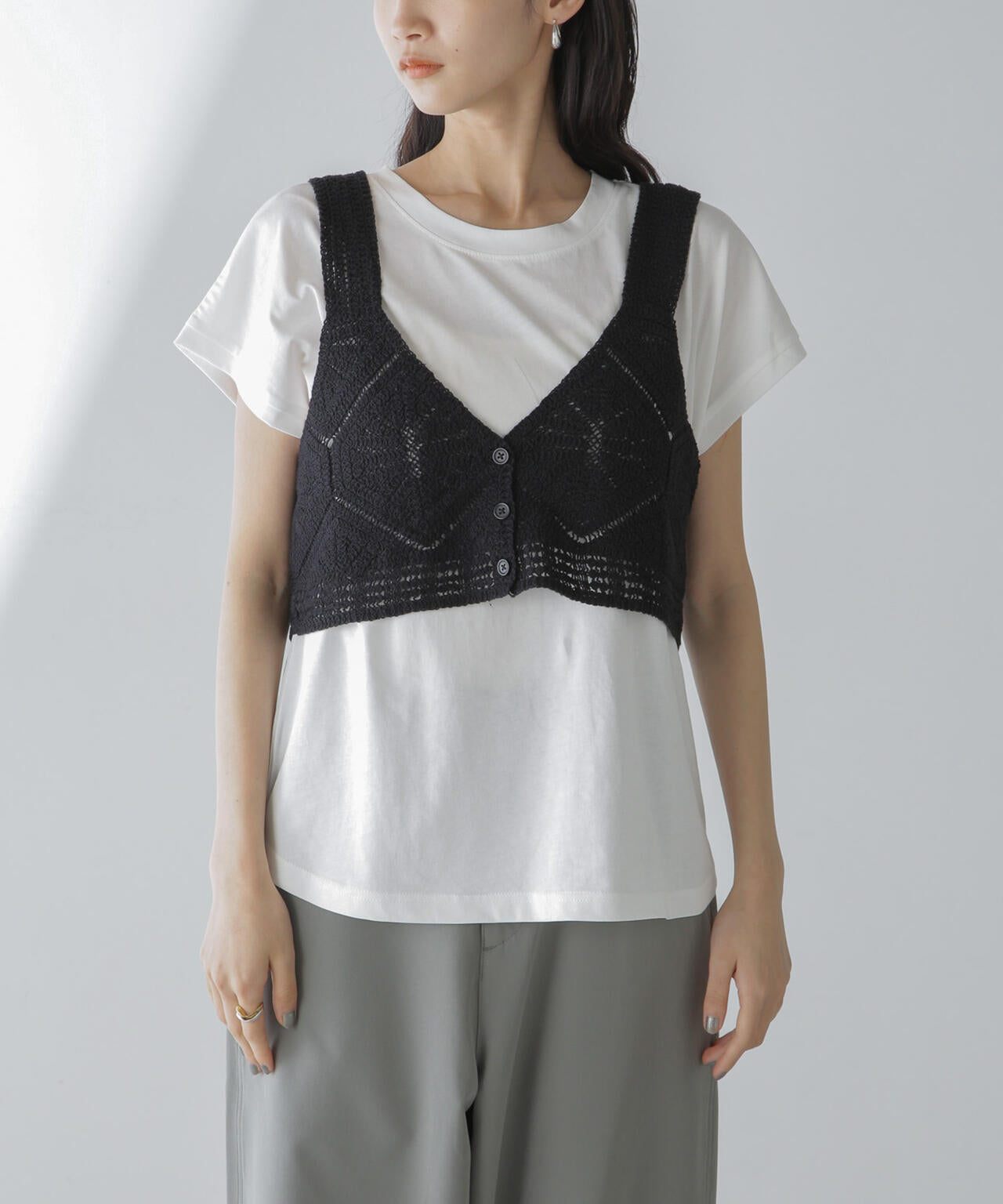 レース編ビスチェセットTシャツ