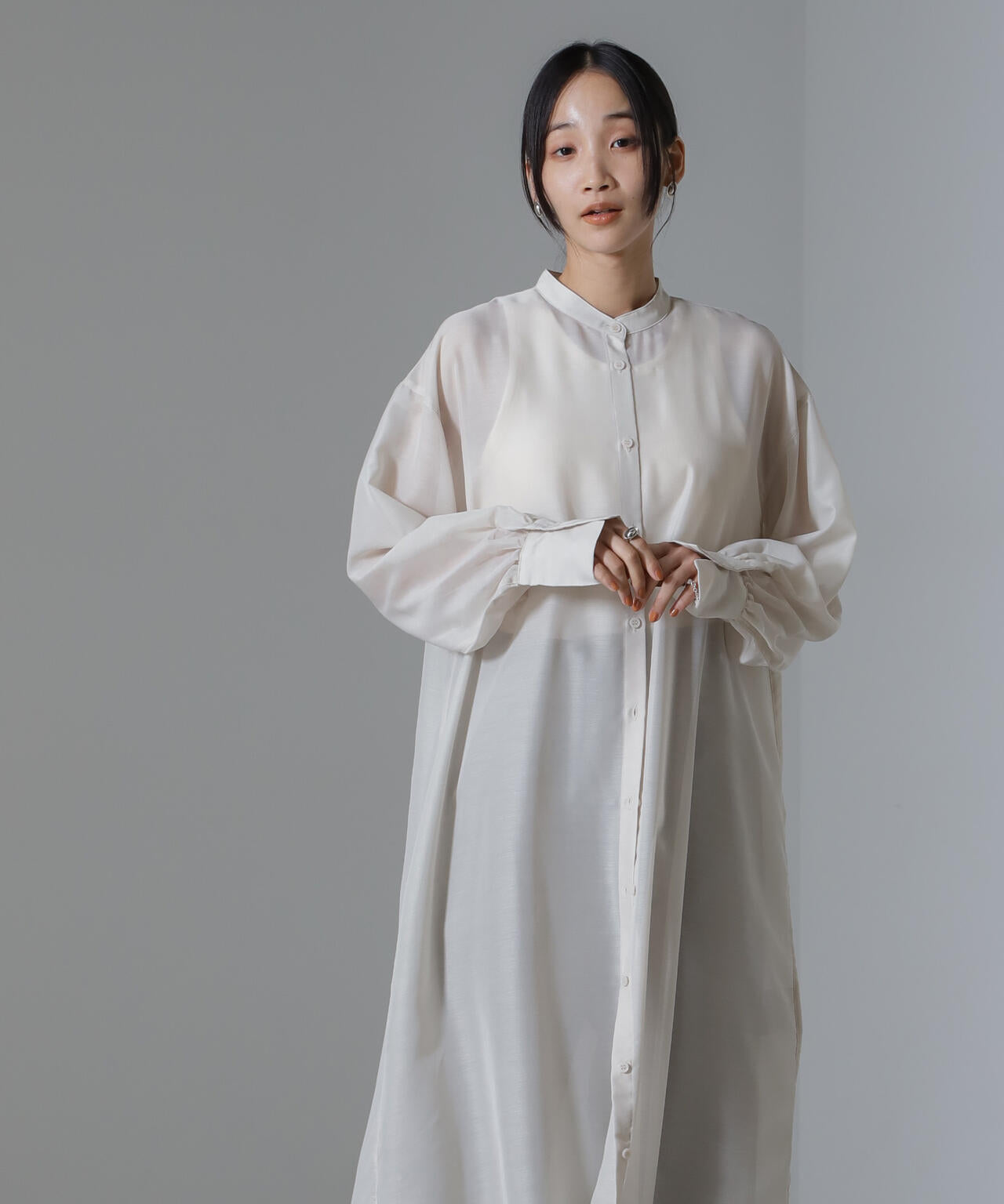 シアーマキシシャツワンピース