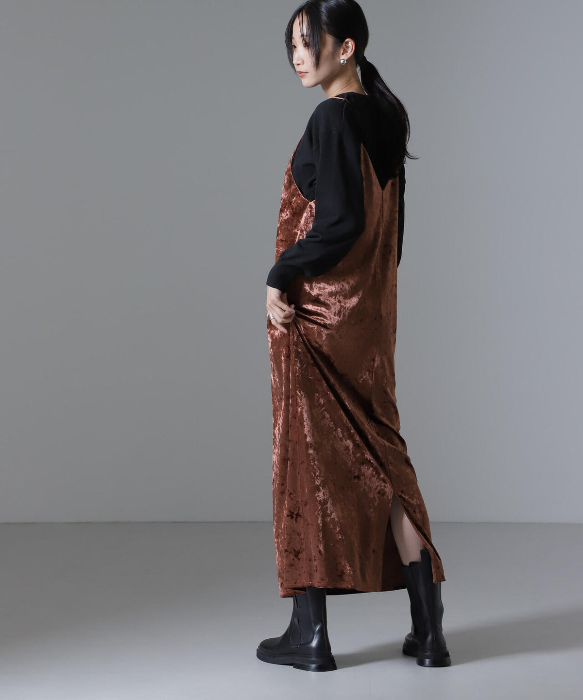 ベロアキャミソールワンピース（セットアップ可）