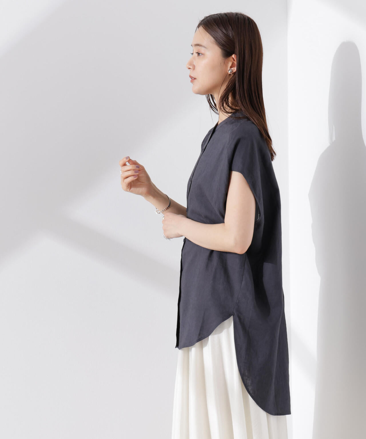 Anti Smell Linen フレンチスリーブシャツ