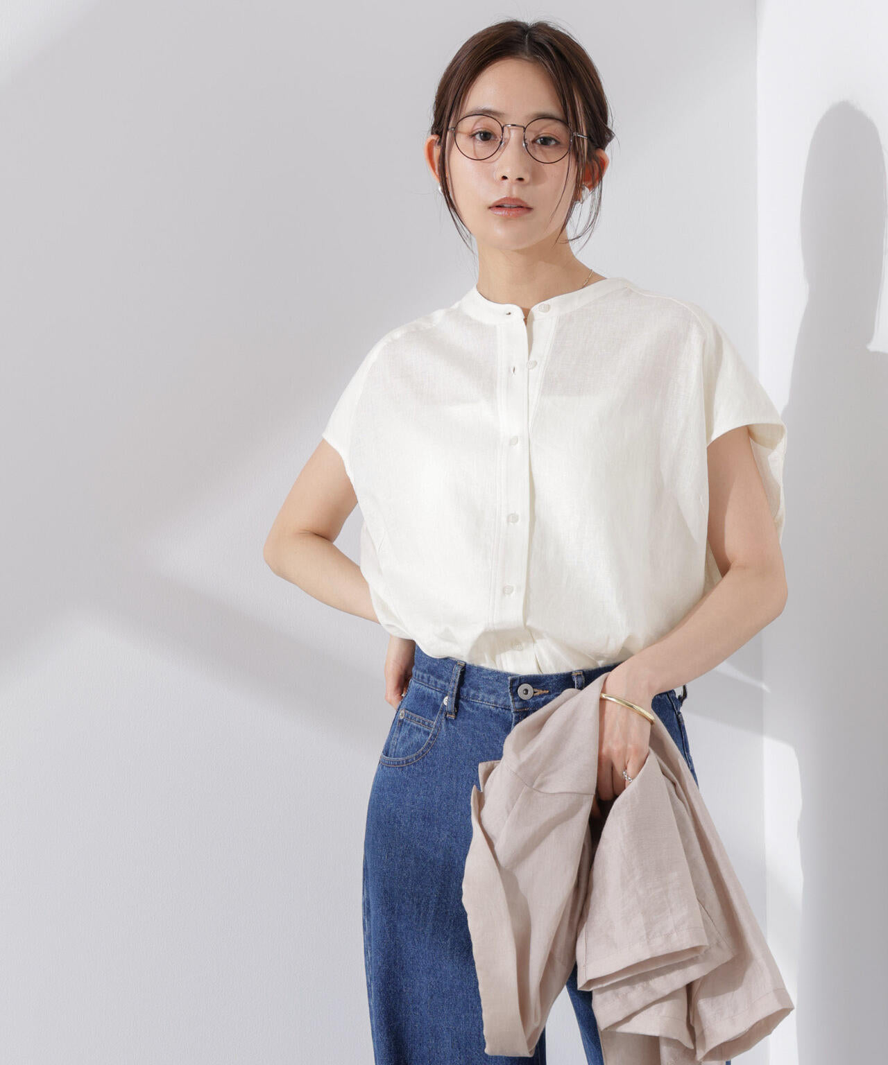 Anti Smell Linen フレンチスリーブシャツ