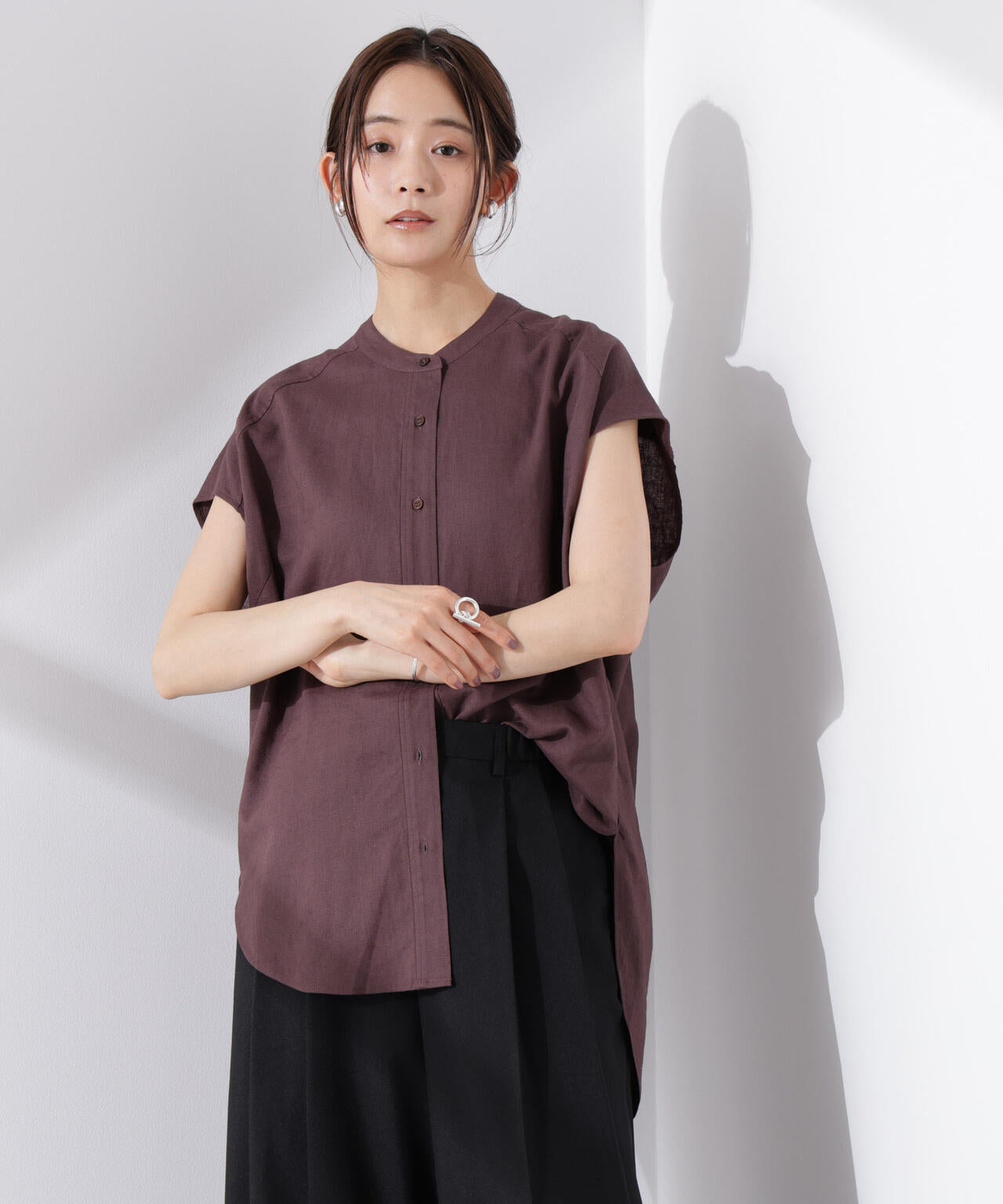 Anti Smell Linen フレンチスリーブシャツ