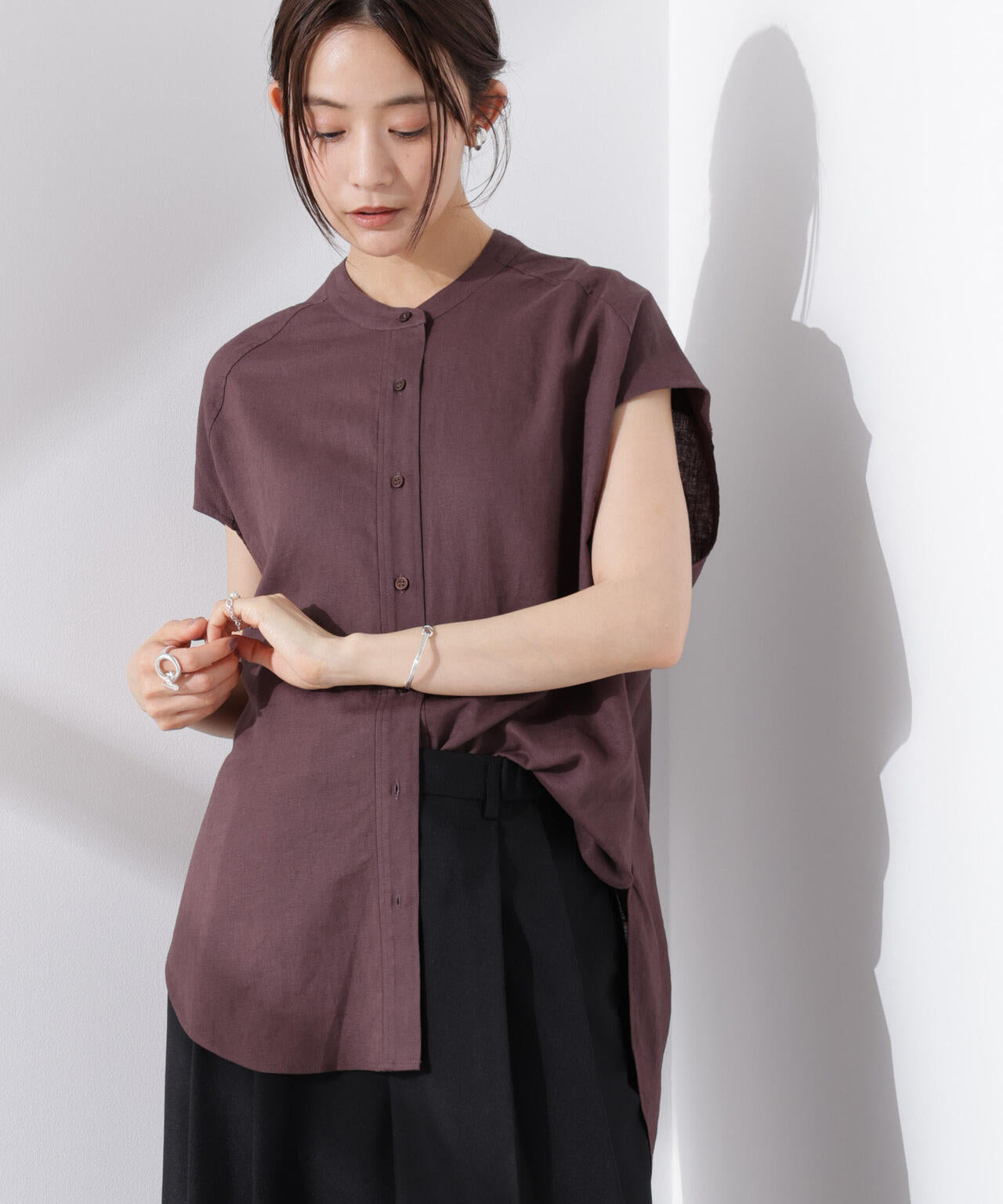 Anti Smell Linen フレンチスリーブシャツ