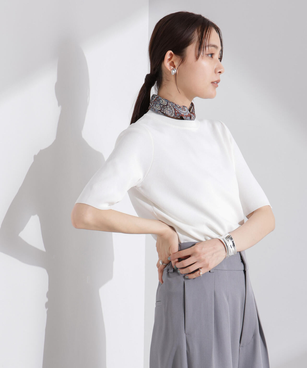 洗濯機洗い可UVカット接触冷感半袖ニット