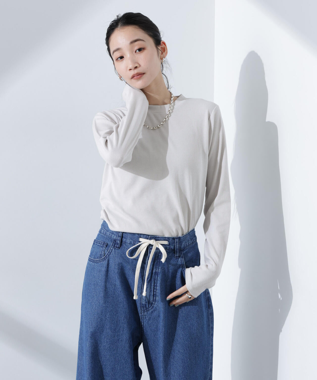 抗菌防臭リブロングスリーブTシャツ