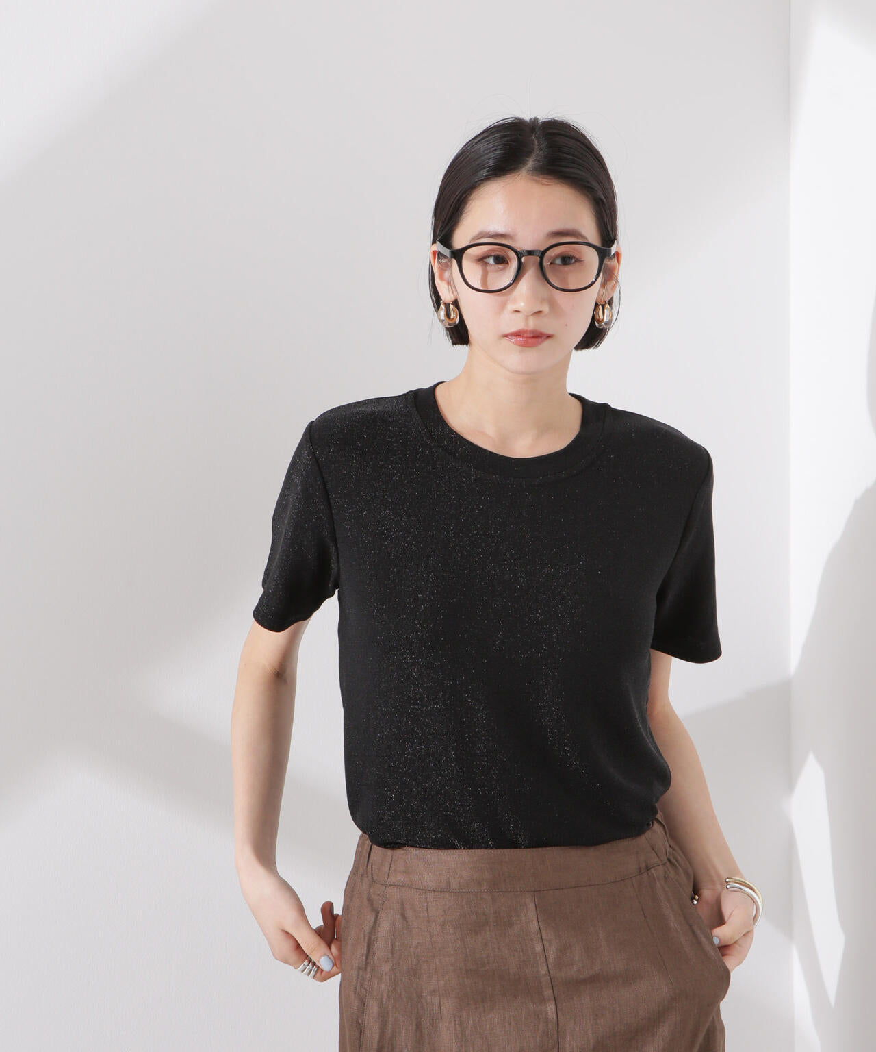 ラメカットクルーネックＴシャツ