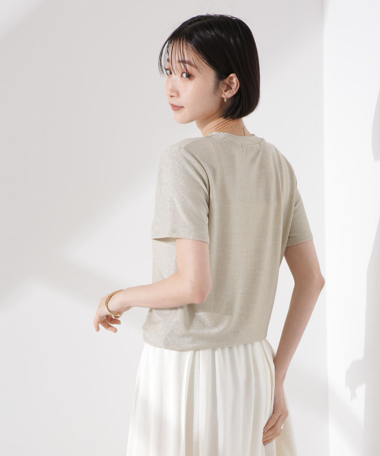 ラメカットクルーネックＴシャツ