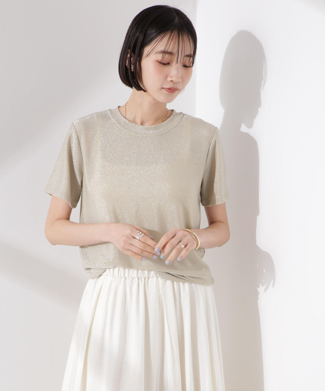 ラメカットクルーネックＴシャツ