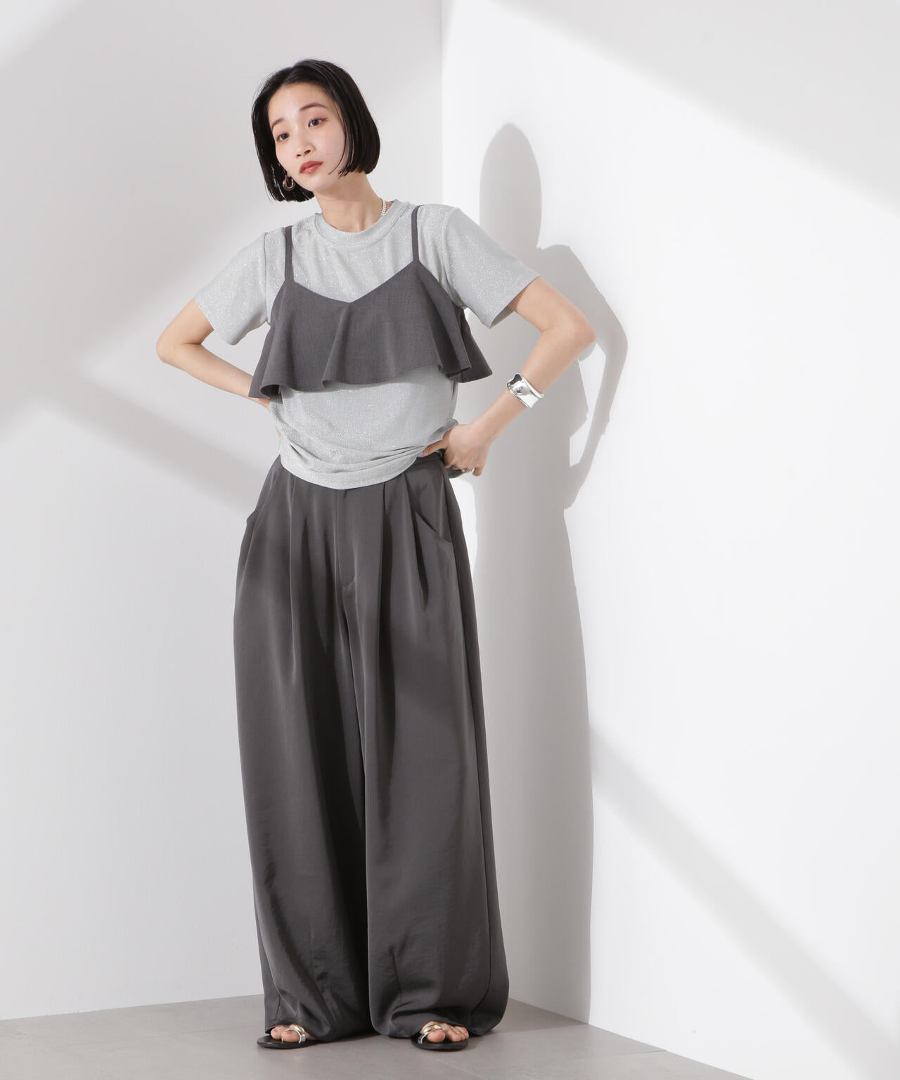 ラメカットクルーネックＴシャツ
