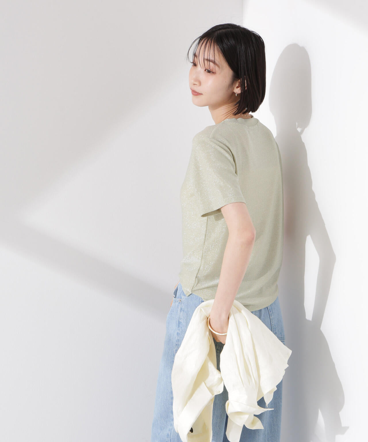 ラメカットクルーネックＴシャツ