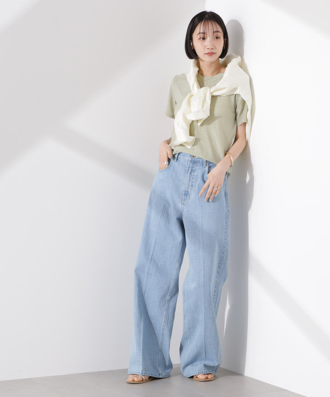 ラメカットクルーネックＴシャツ