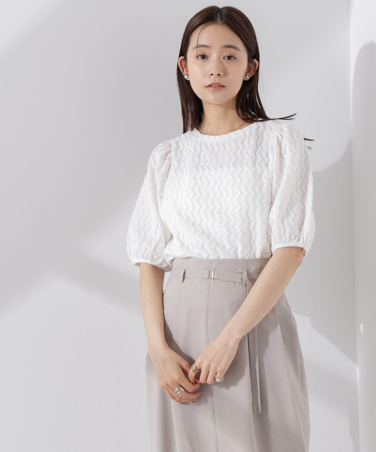 ウェーブジャガードボリュームスリーブプルオーバー