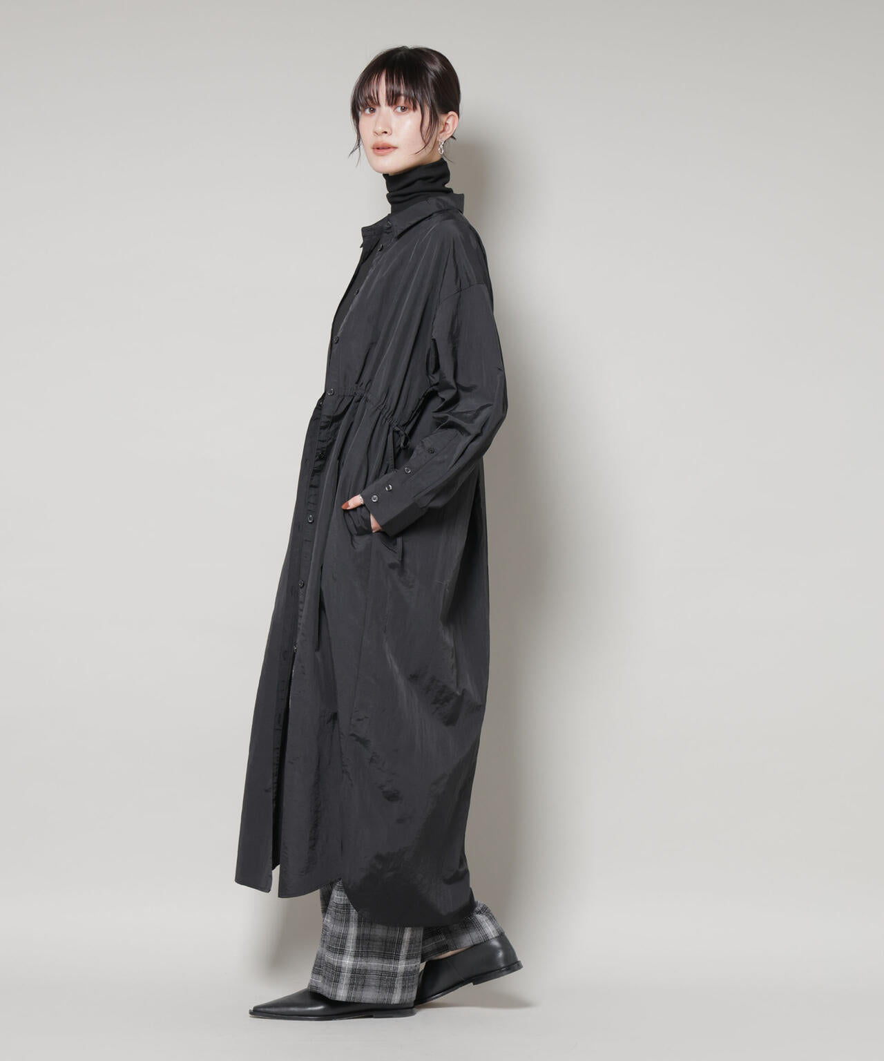 ナイロンタッサードロストシャツワンピース