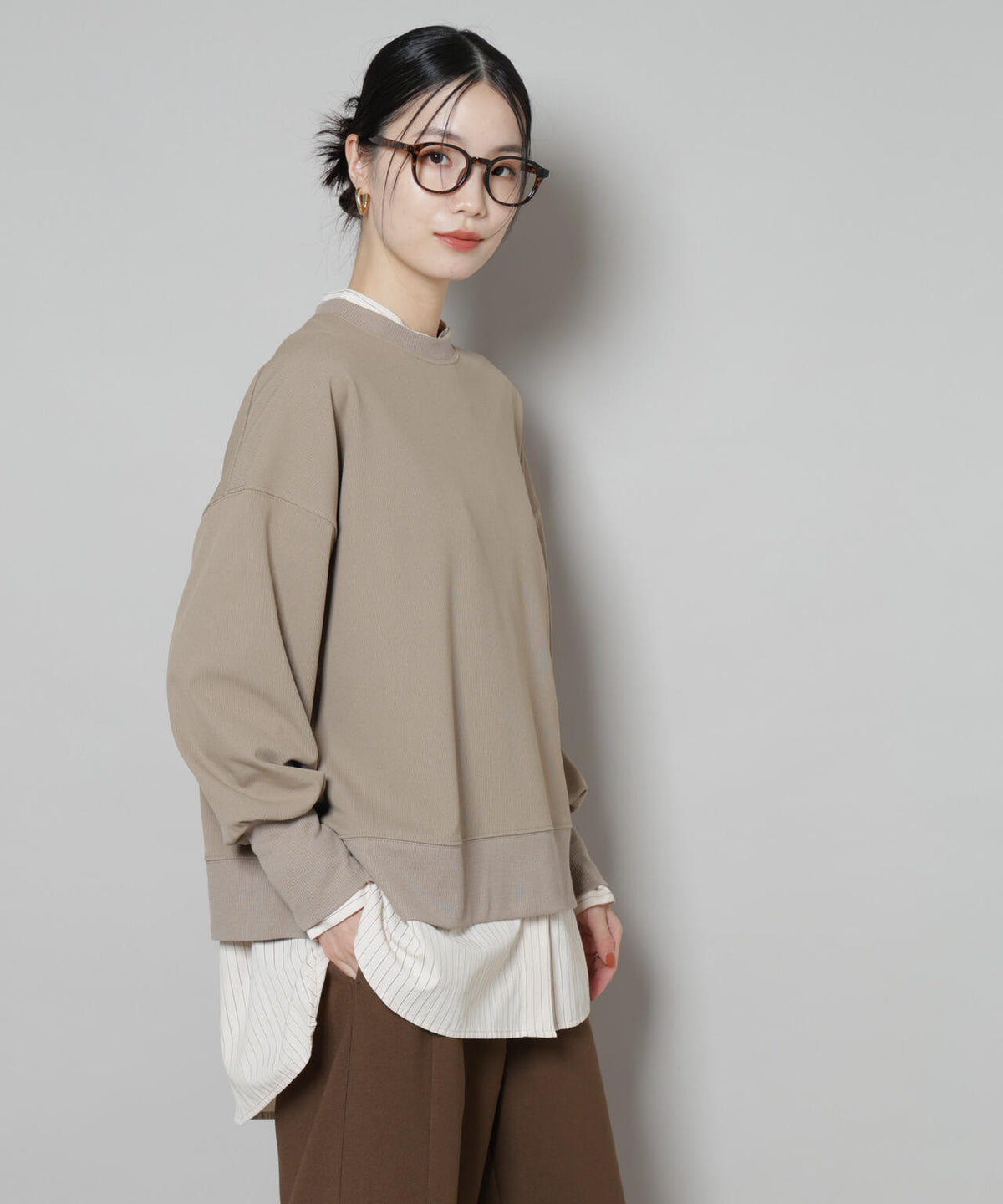 サカリバカットワイドクルーネックトップス(セットアップ可)