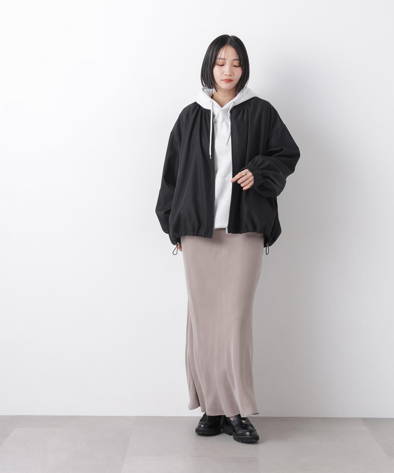 撥水加工 ドロストヘムリブブルゾン