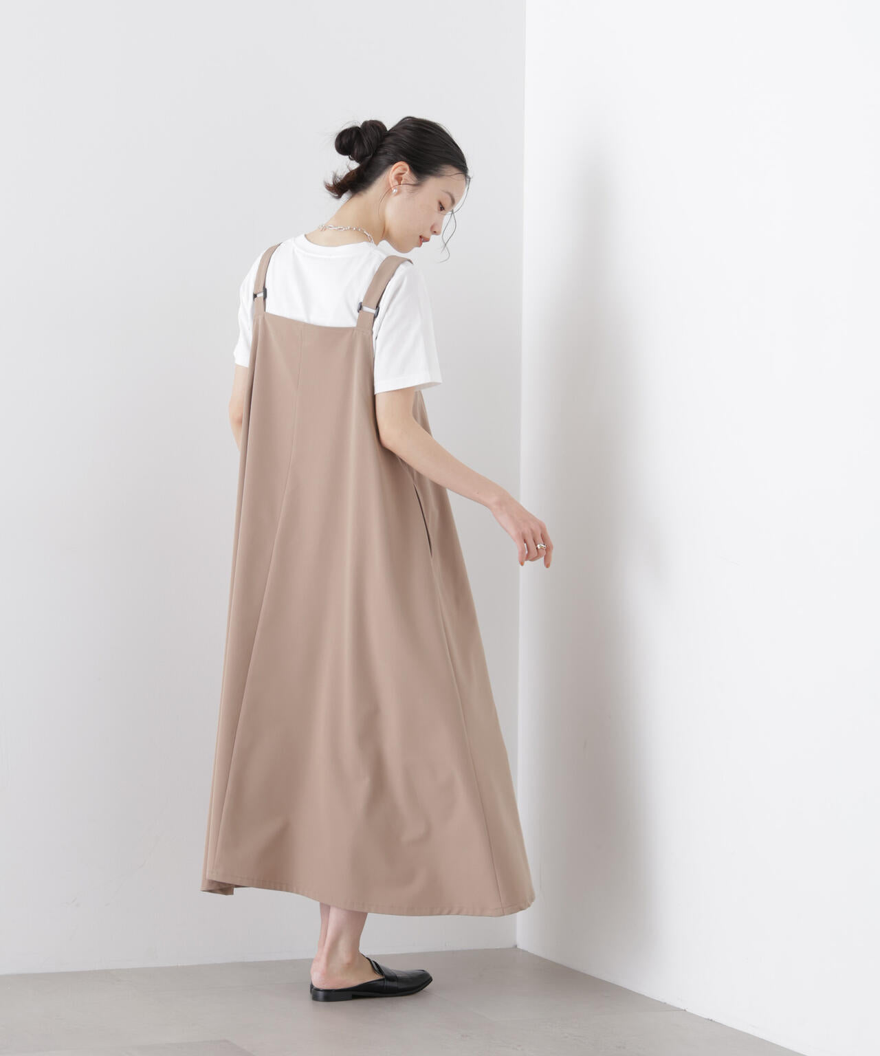 多機能2wayストレッチ サロペットフレアワンピース(セットアップ可)