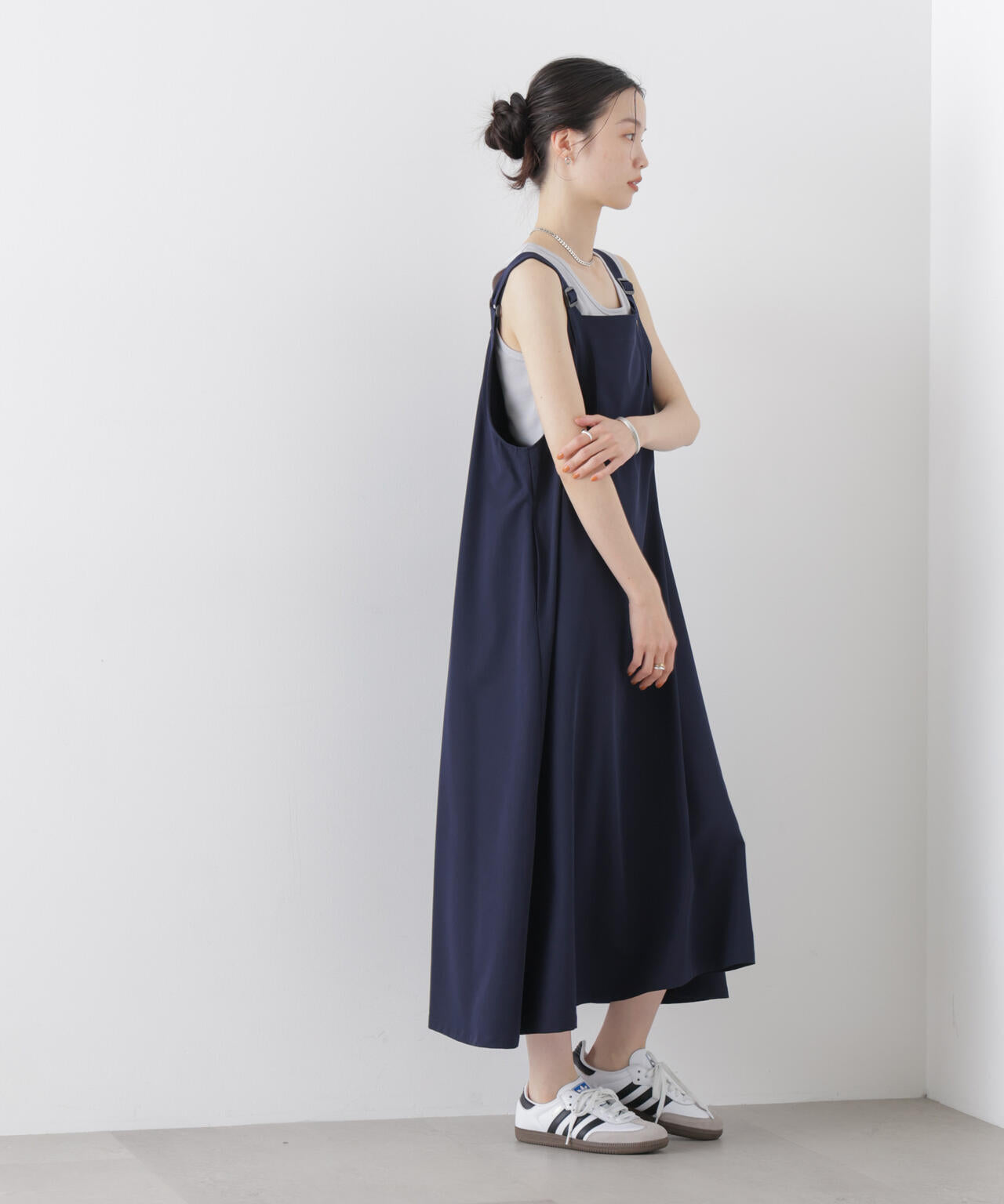 多機能2wayストレッチ サロペットフレアワンピース(セットアップ可)