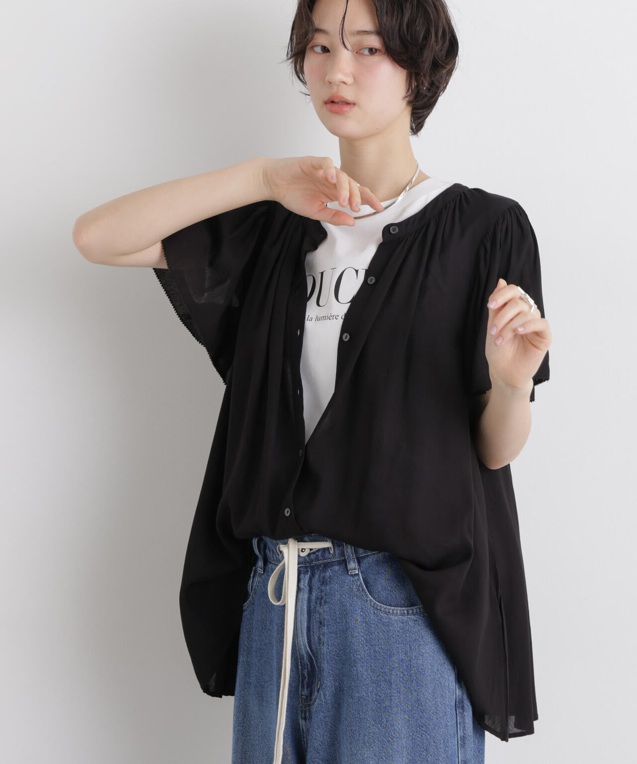 made in INDIA 前後2wayフレンチブラウス(セットアップ可)