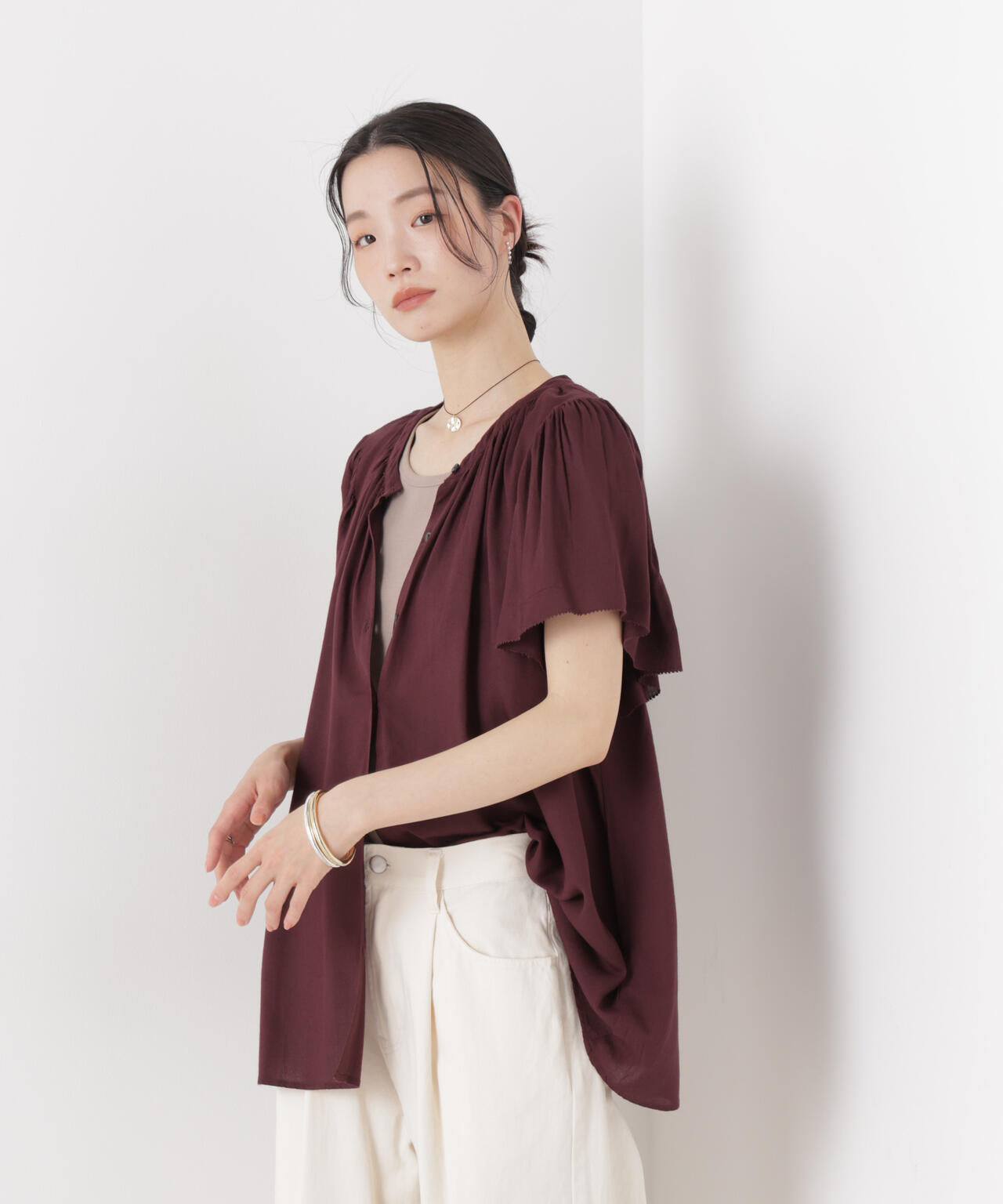 made in INDIA 前後2wayフレンチブラウス(セットアップ可)