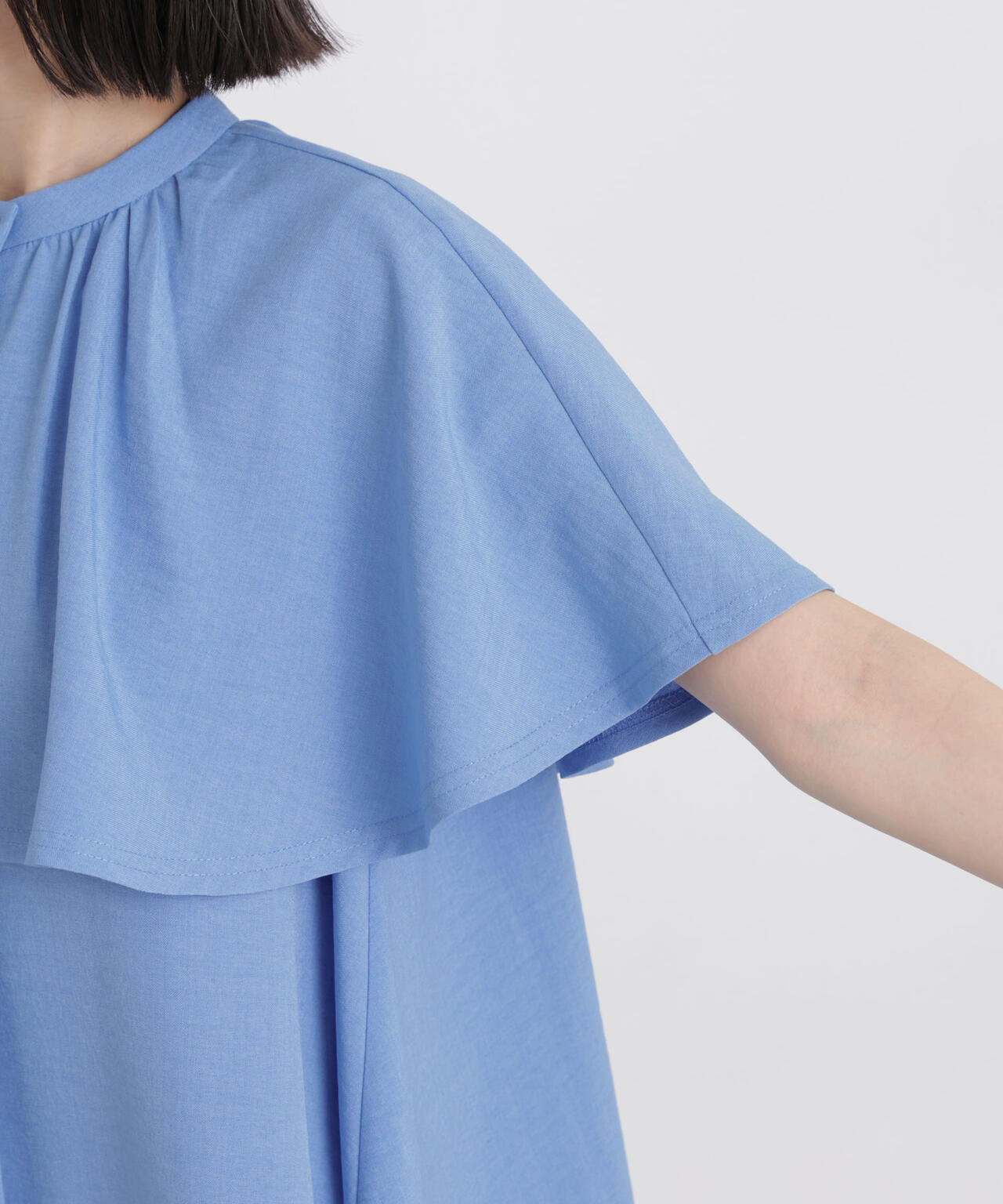 多機能リネンライクケープカラーセットデザインブラウス