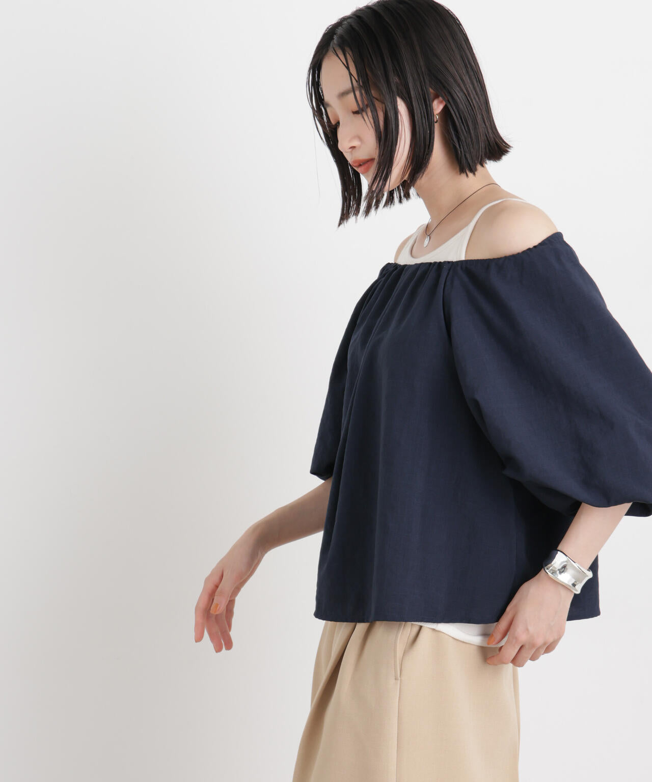 タンブラーブッチャー前後2wayボリュームスリーブブラウス(セットアップ可)