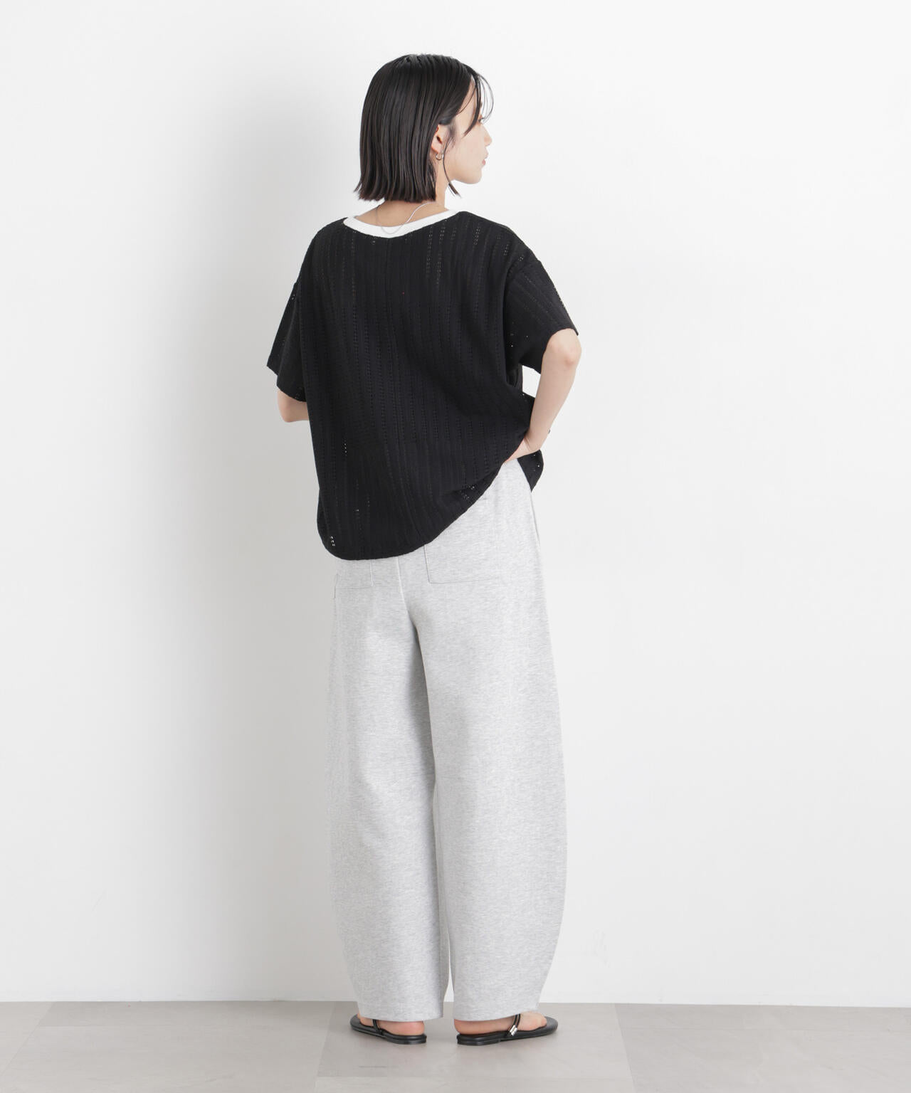 カットジャガードドロストヘムトップス