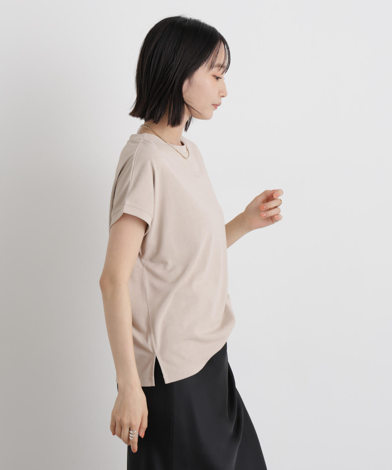 汗隠糸加工&多彩機能カットソー素材 ドルマンフレンチトップス