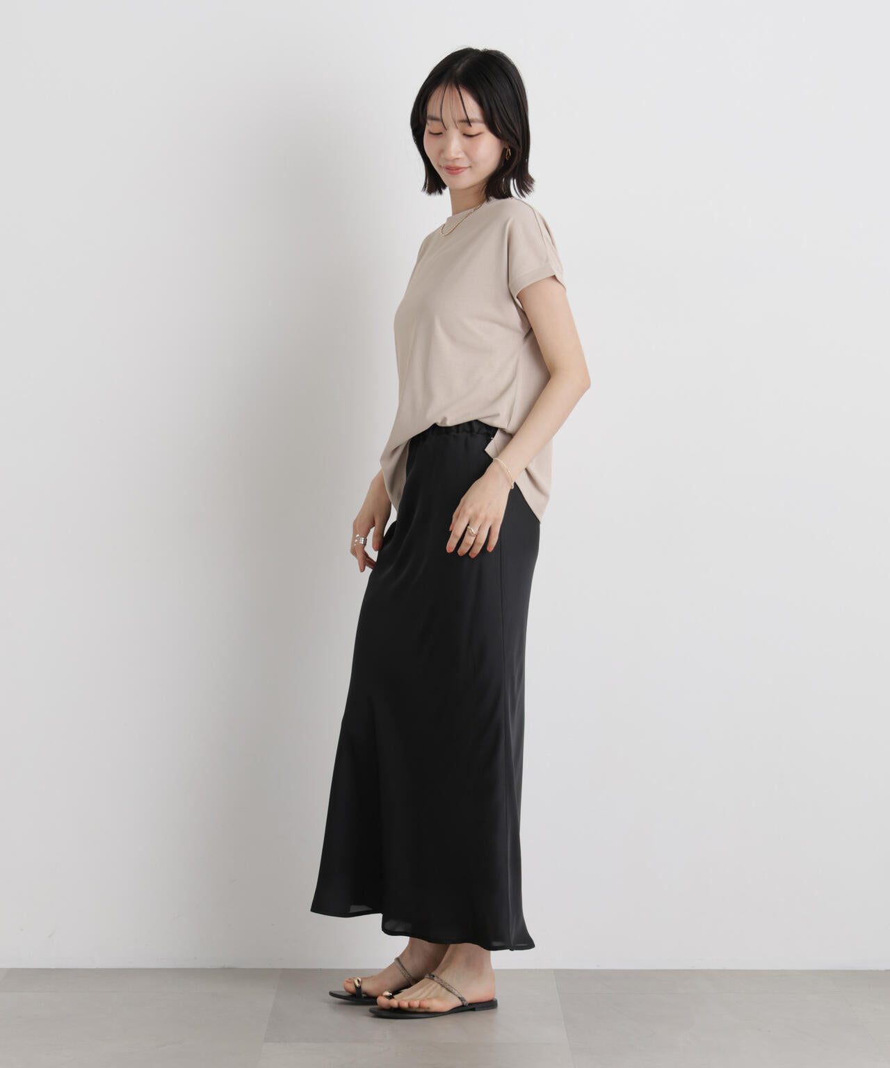 汗隠糸加工&多彩機能カットソー素材 ドルマンフレンチトップス