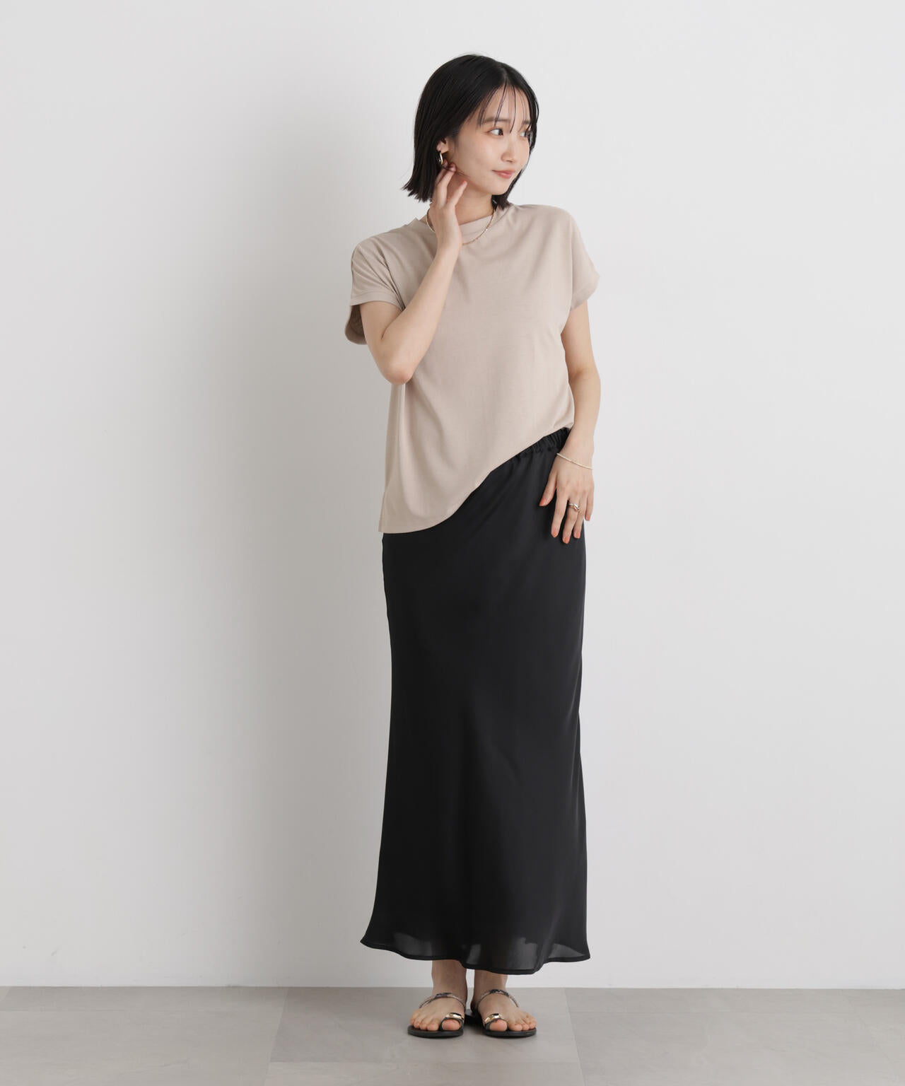汗隠糸加工&多彩機能カットソー素材 ドルマンフレンチトップス