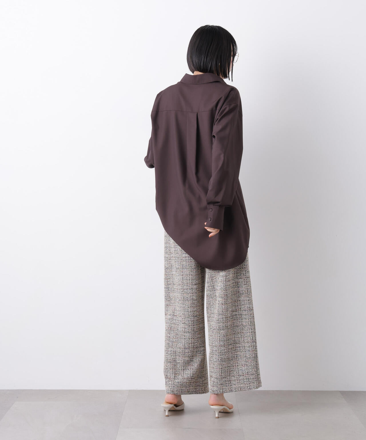 カットツイードドロストワイドパンツ(セットアップ可)
