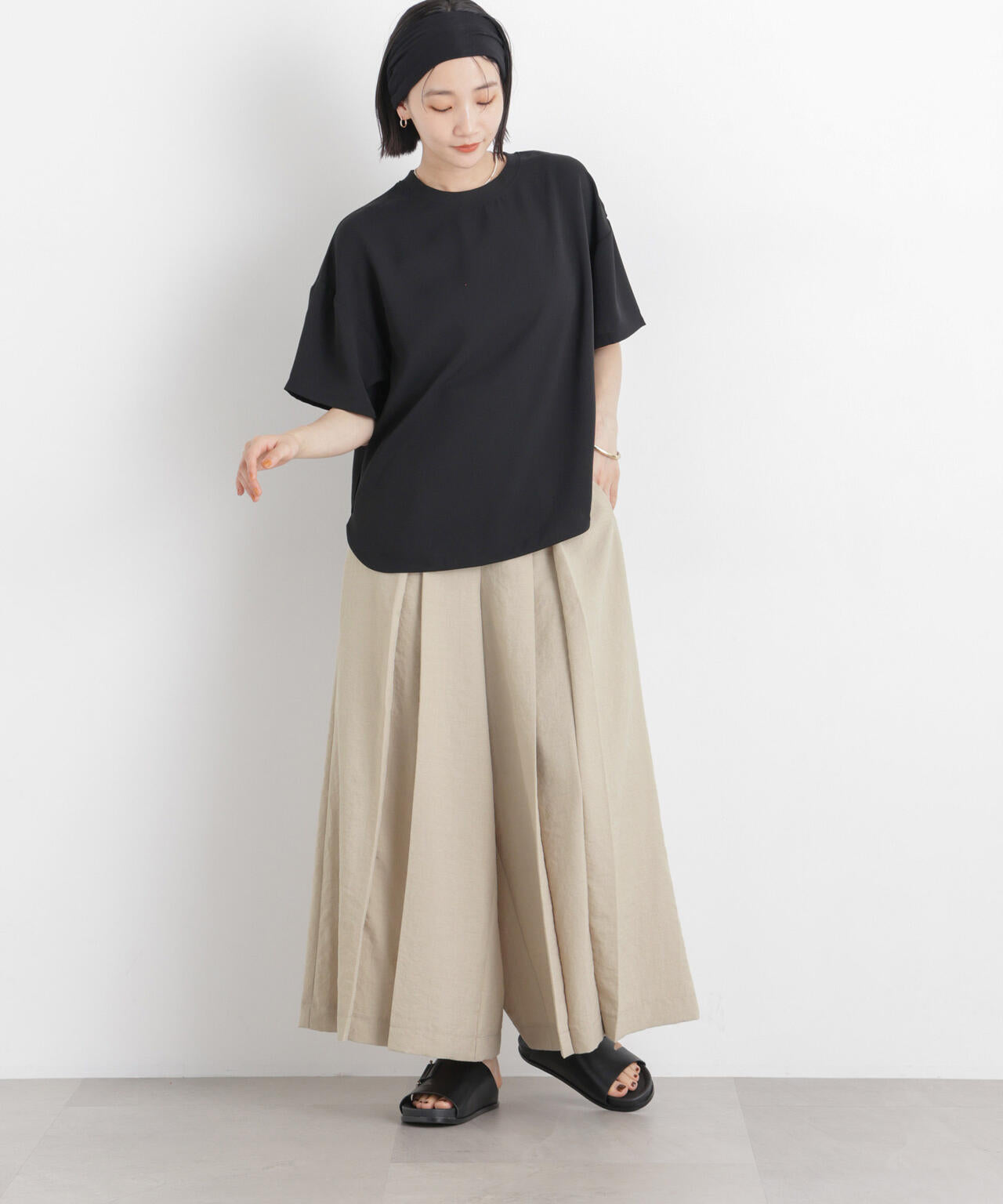 タンブラーブッチャーボックスプリーツワイドパンツ(セットアップ可)