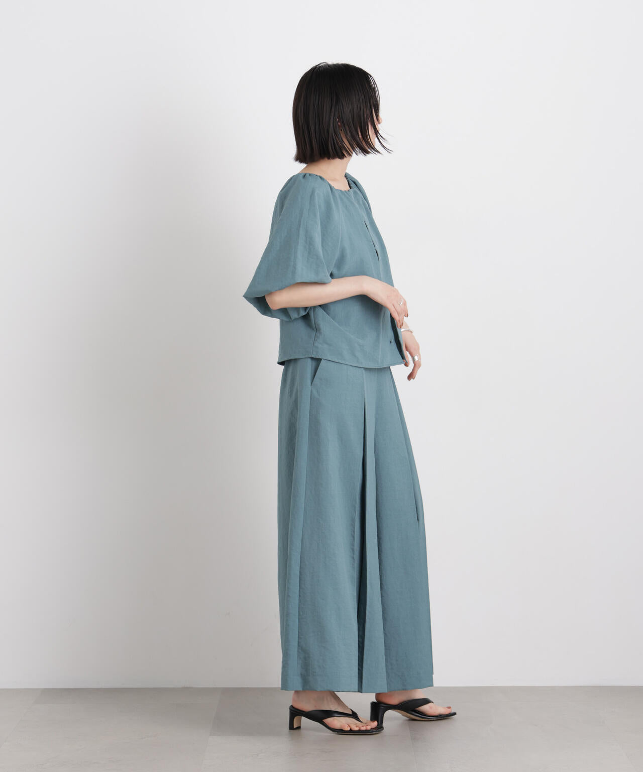 タンブラーブッチャーボックスプリーツワイドパンツ(セットアップ可)