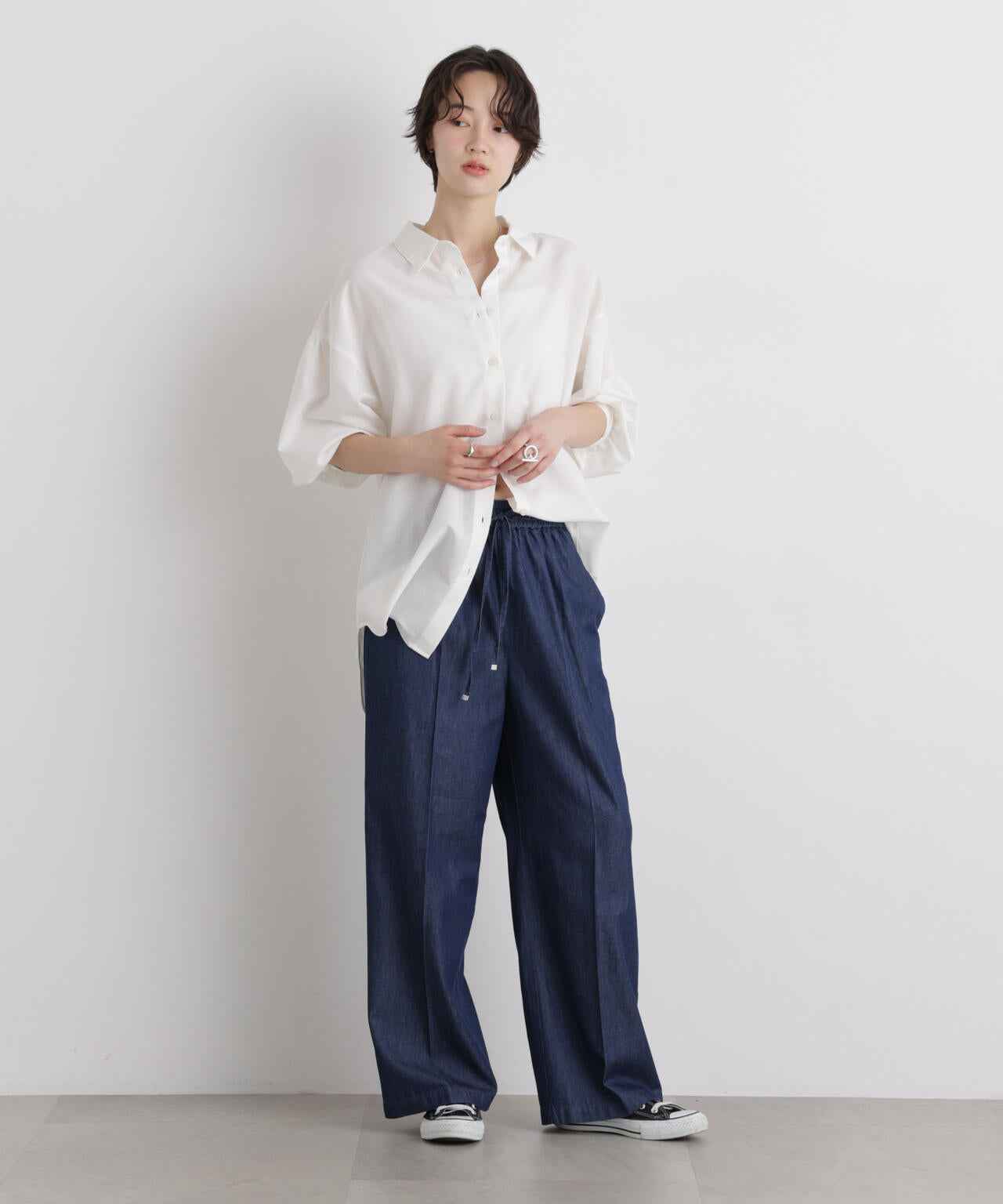 【追加生産】ライトオンスデニムドロストセンタープレスパンツ(セットアップ可)