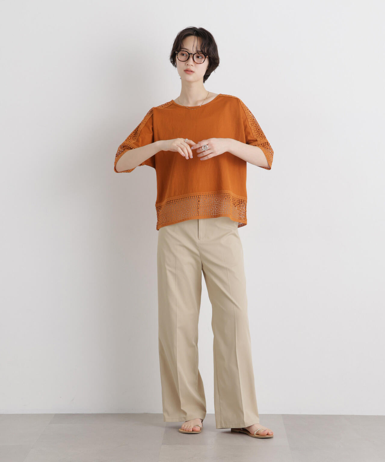 エバークリース加工ストレートセンタープレスパンツ