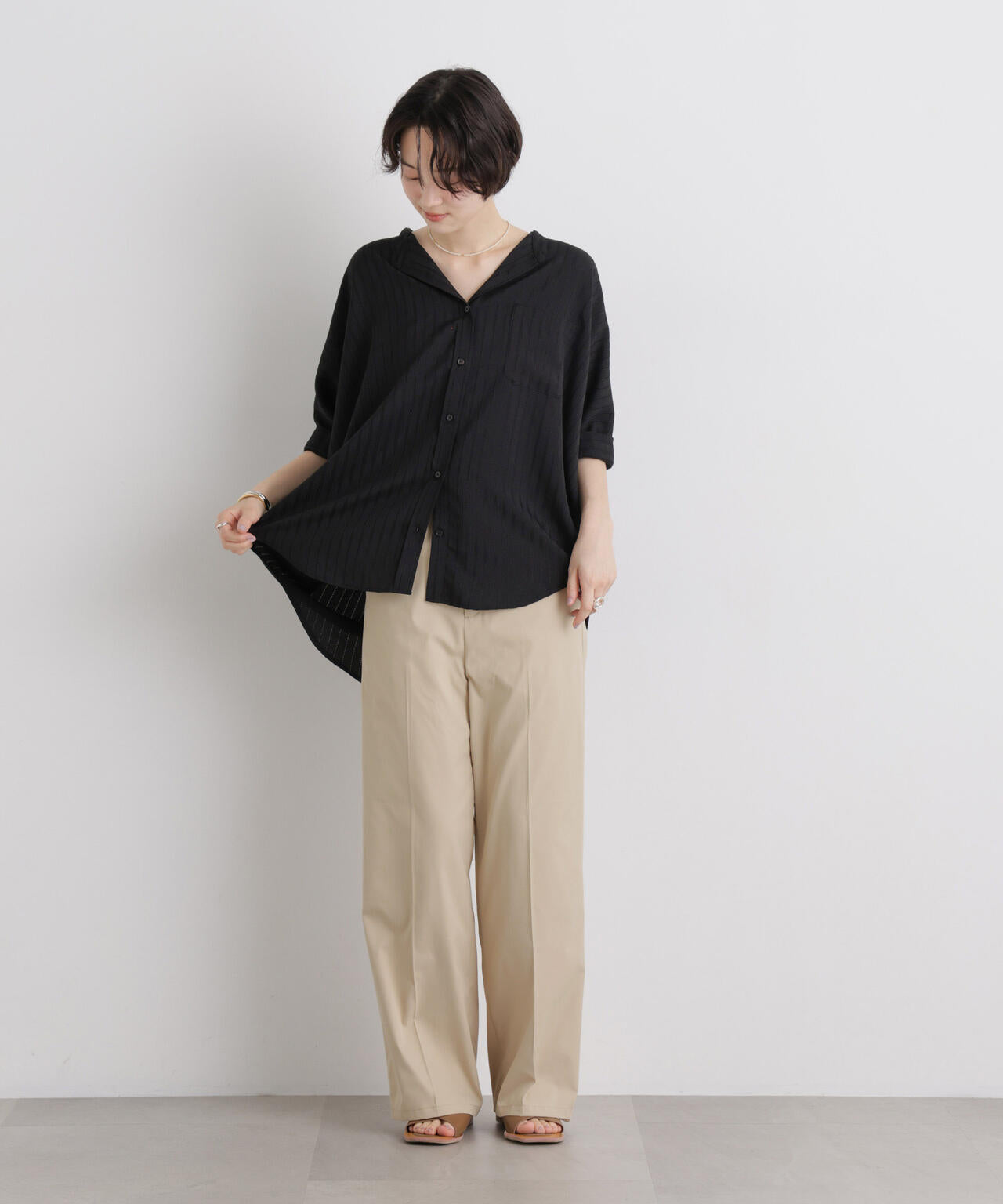 エバークリース加工ストレートセンタープレスパンツ