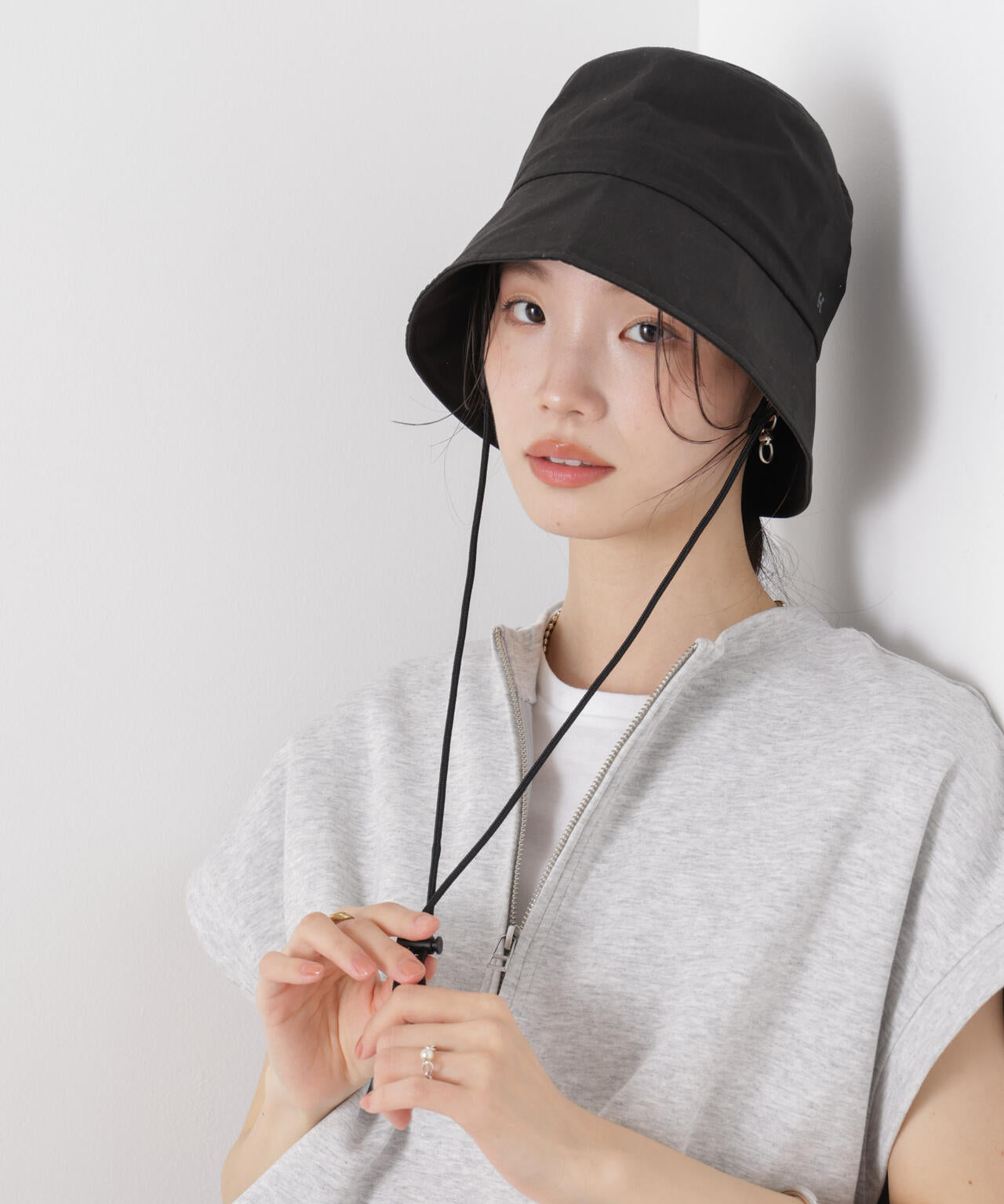 Healthknit/別注ドローコード付ワンポイント刺繍HAT