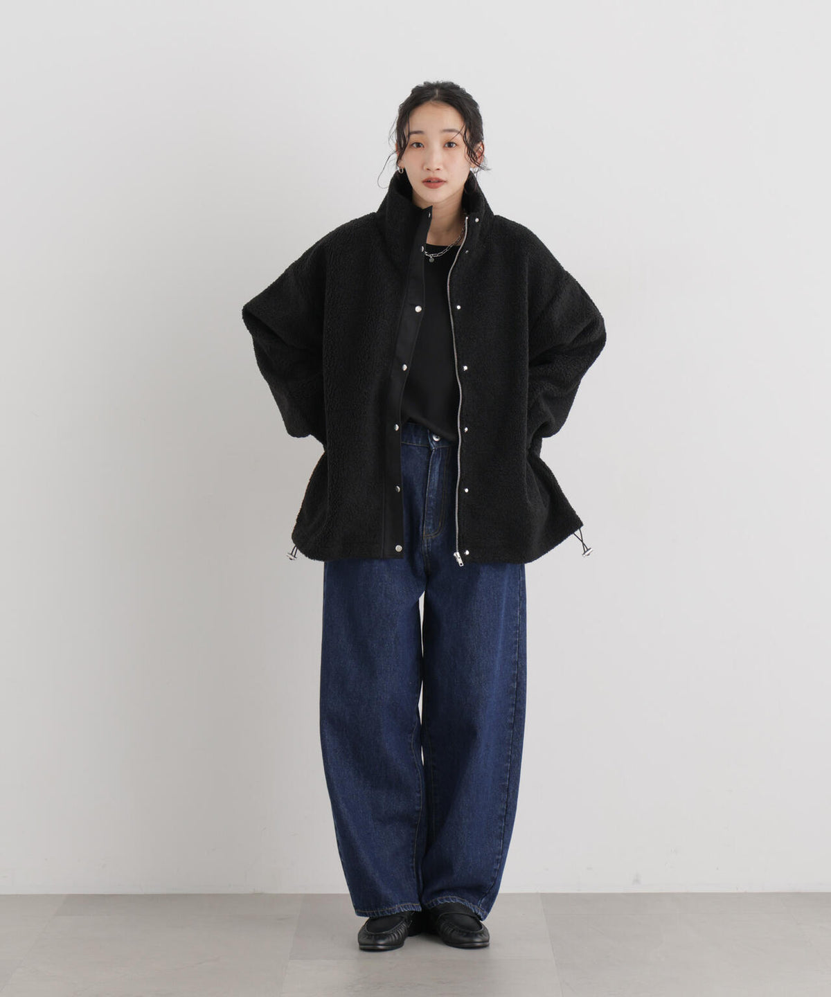 WEB限定/スタンドカラージップボアブルゾン