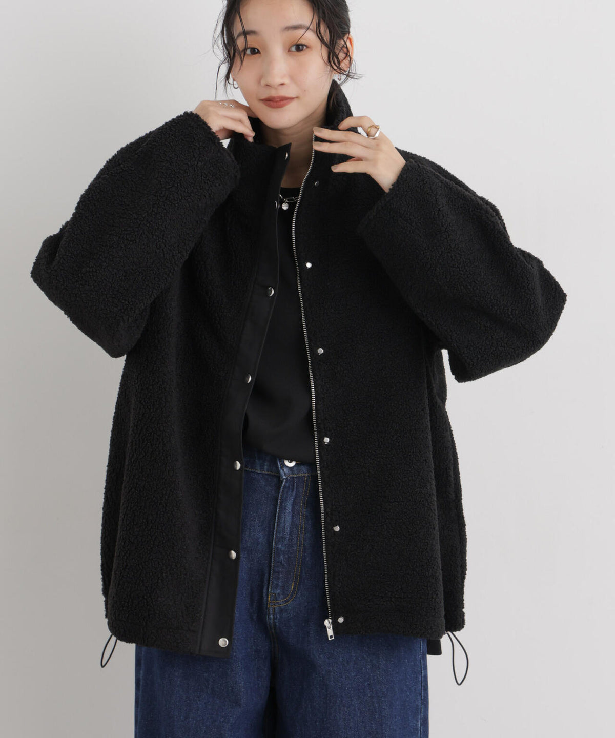 WEB限定/スタンドカラージップボアブルゾン