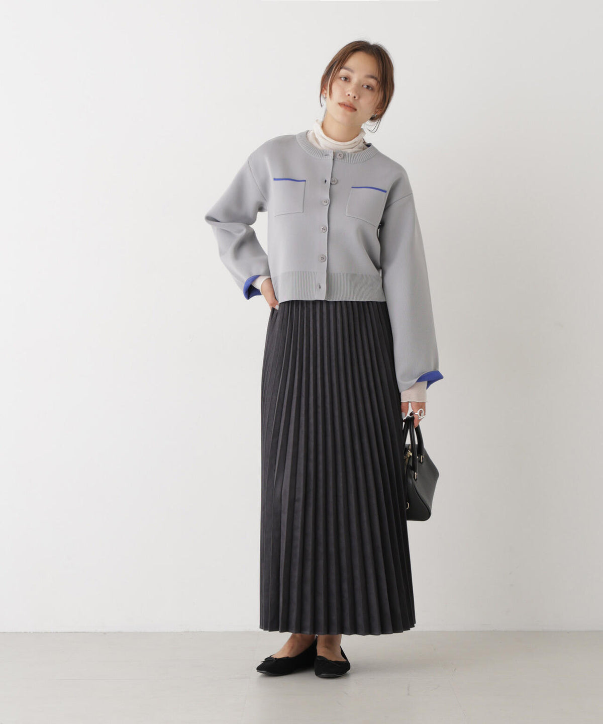 WEB限定/スポンディッシュＷフェイスバイカラーニットカーディガン