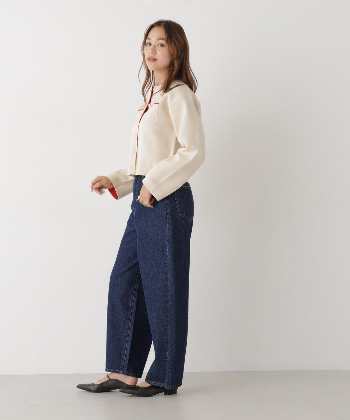 WEB限定/スポンディッシュＷフェイスバイカラーニットカーディガン