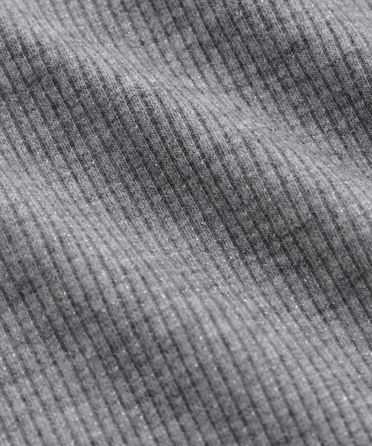 ラメリブカットクルーネックTシャツ
