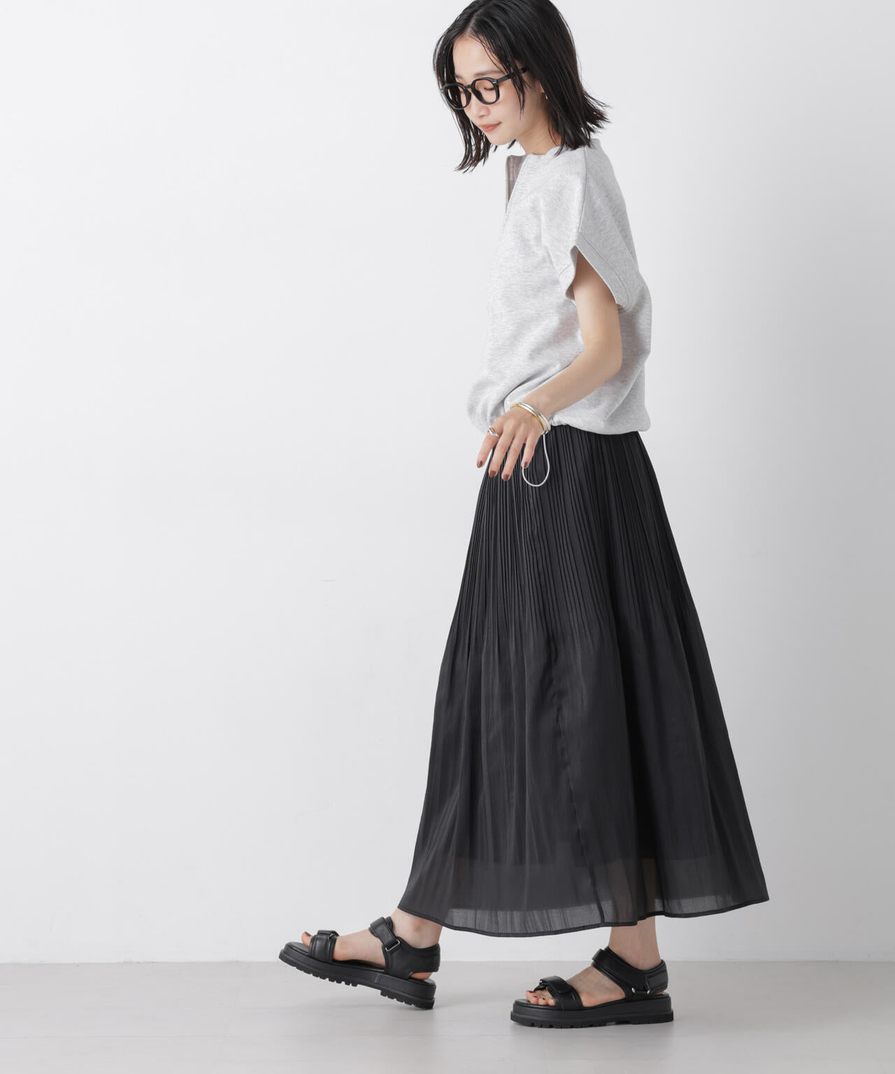 消しプリーツソフトシアースカート