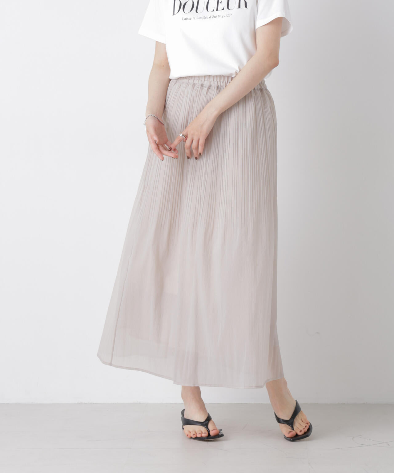 消しプリーツソフトシアースカート