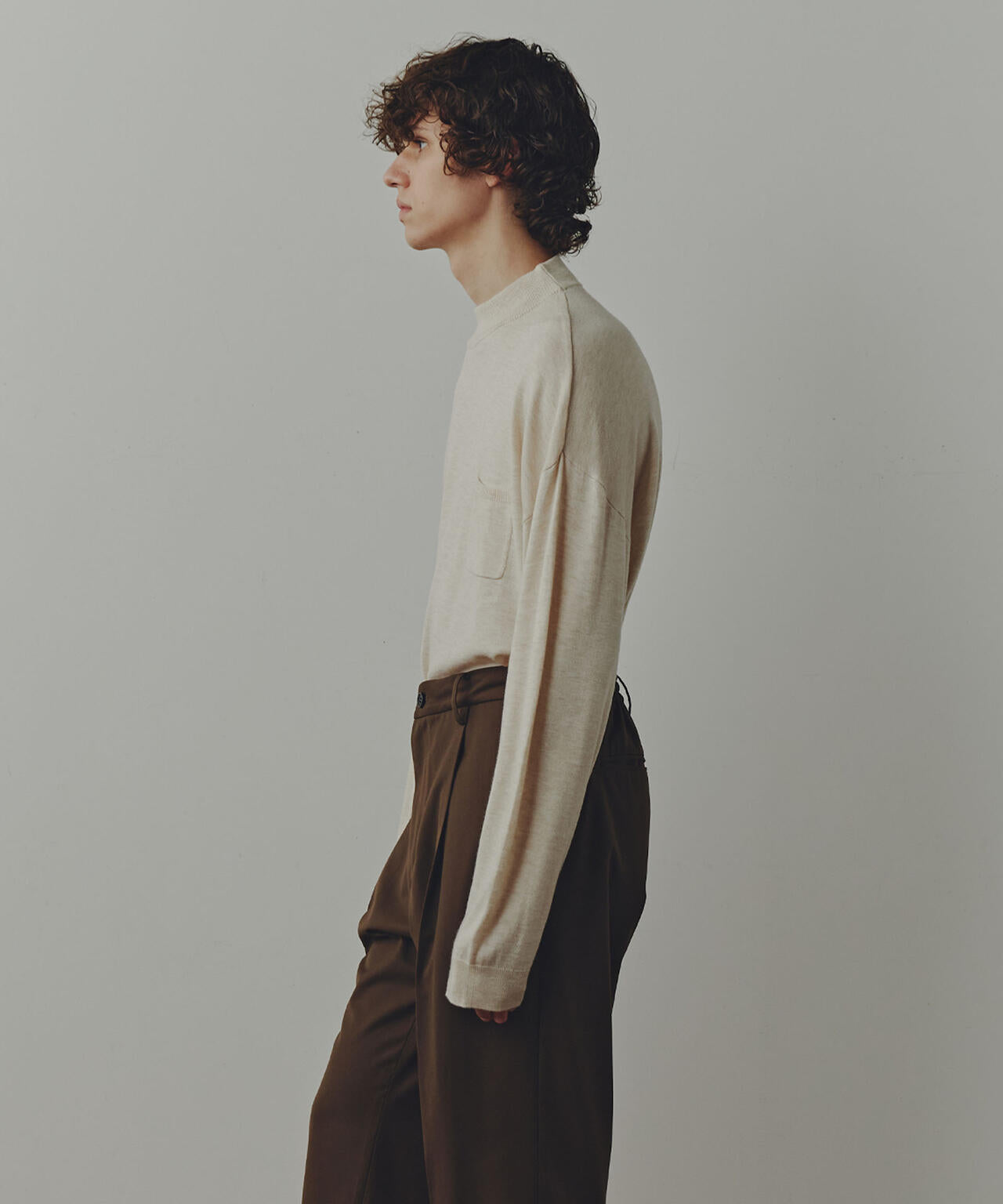 WEB限定/「Commonuse」クルーネックポケットニット