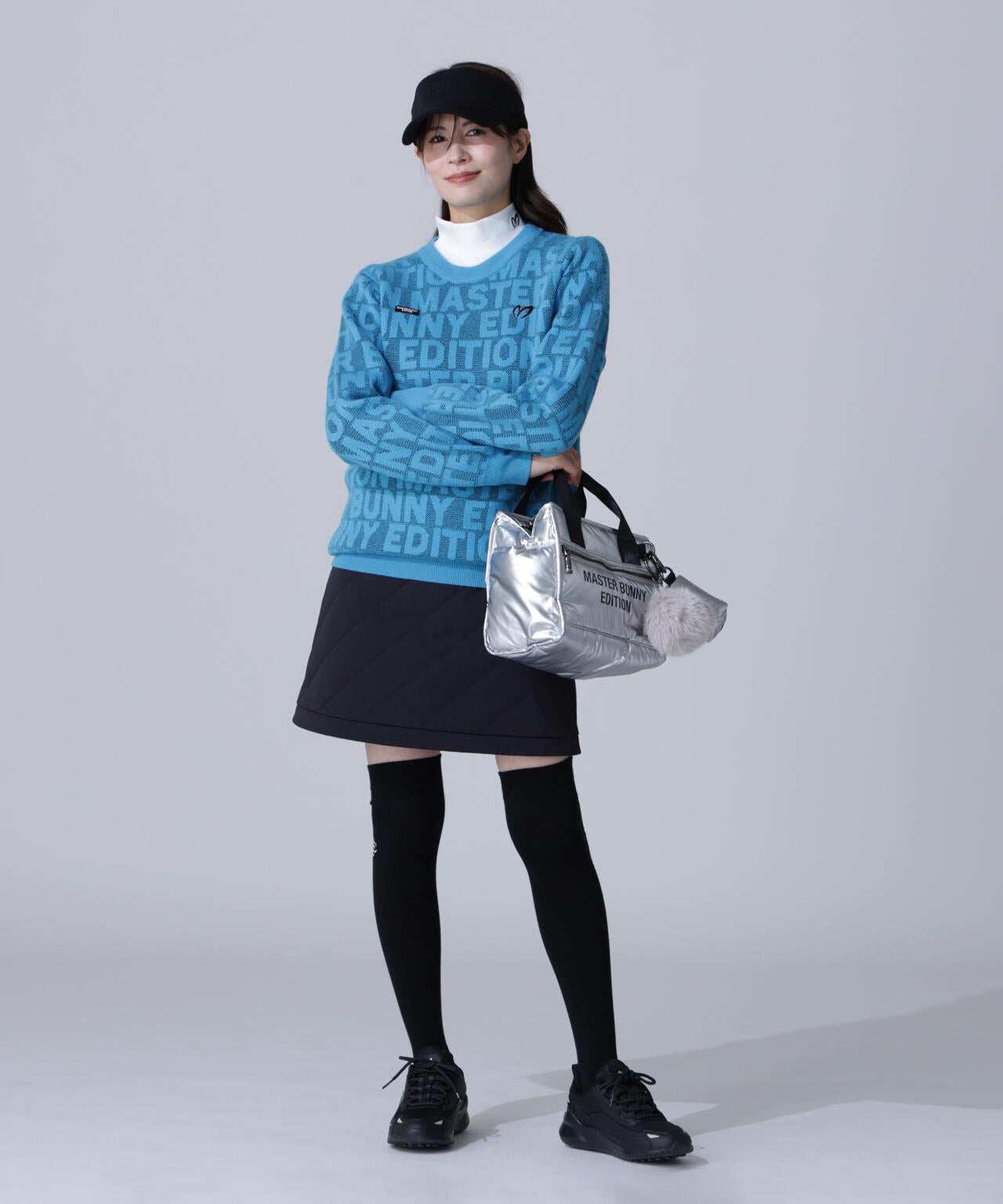 ファーポンチャーム付き合繊カートバッグ (UNISEX)