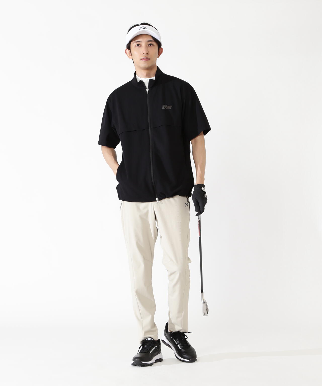 ポリエステルニットドビー半袖フルジップカットソー